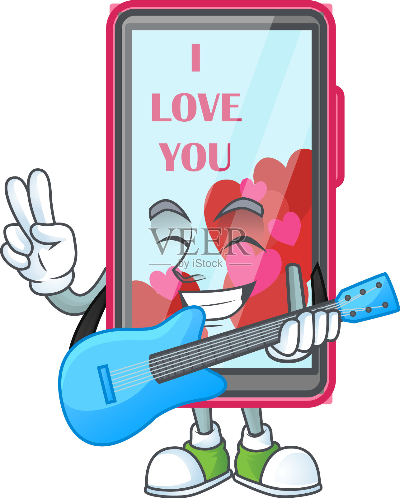 吉祥物智能手机爱表现与设计元素图片