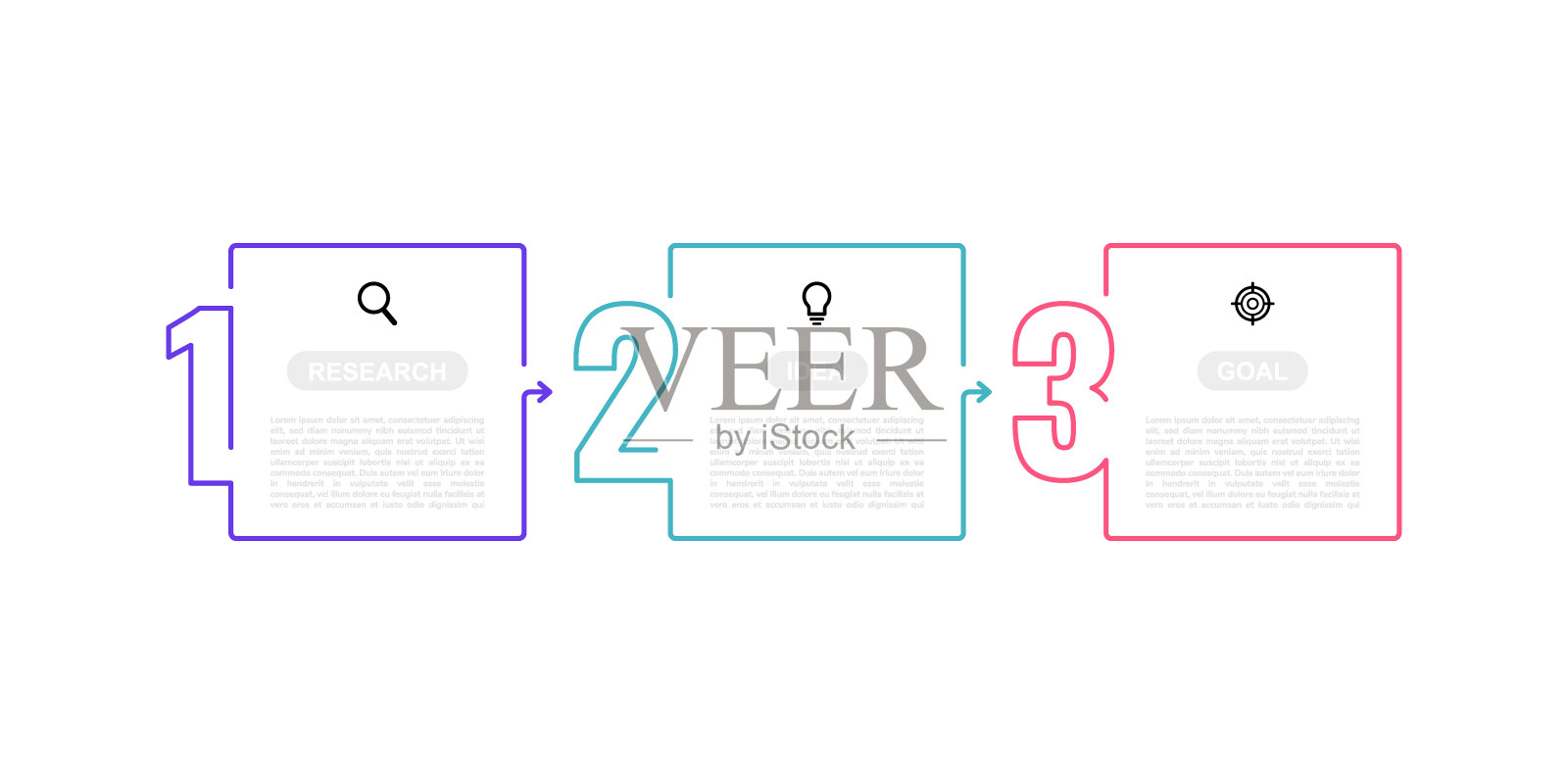 具有3个选项或步骤的业务流程信息图模板。细线的设计。矢量插图平面设计设计模板素材