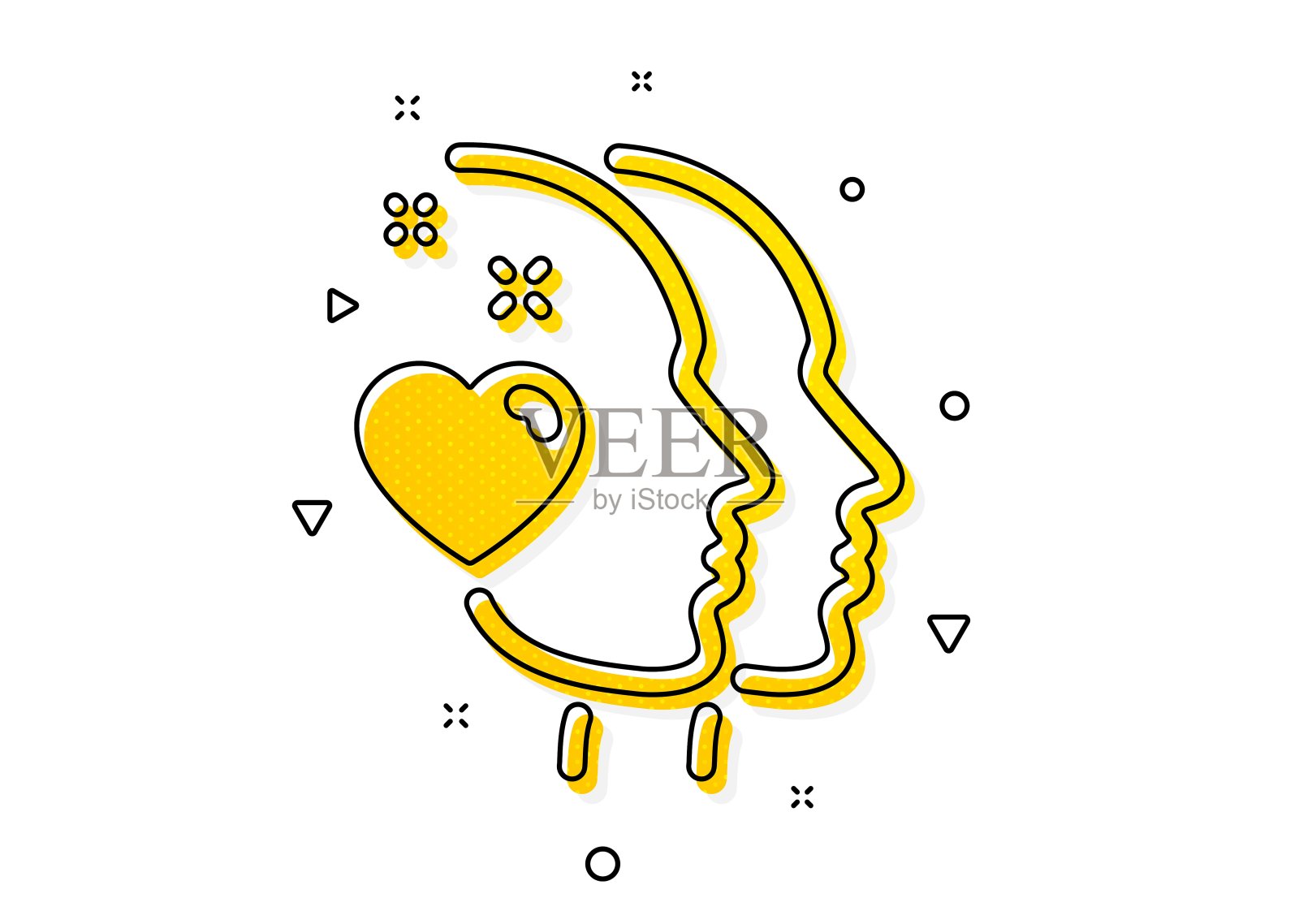 心的图标。情侣爱情的情感标志。向量插画图片素材