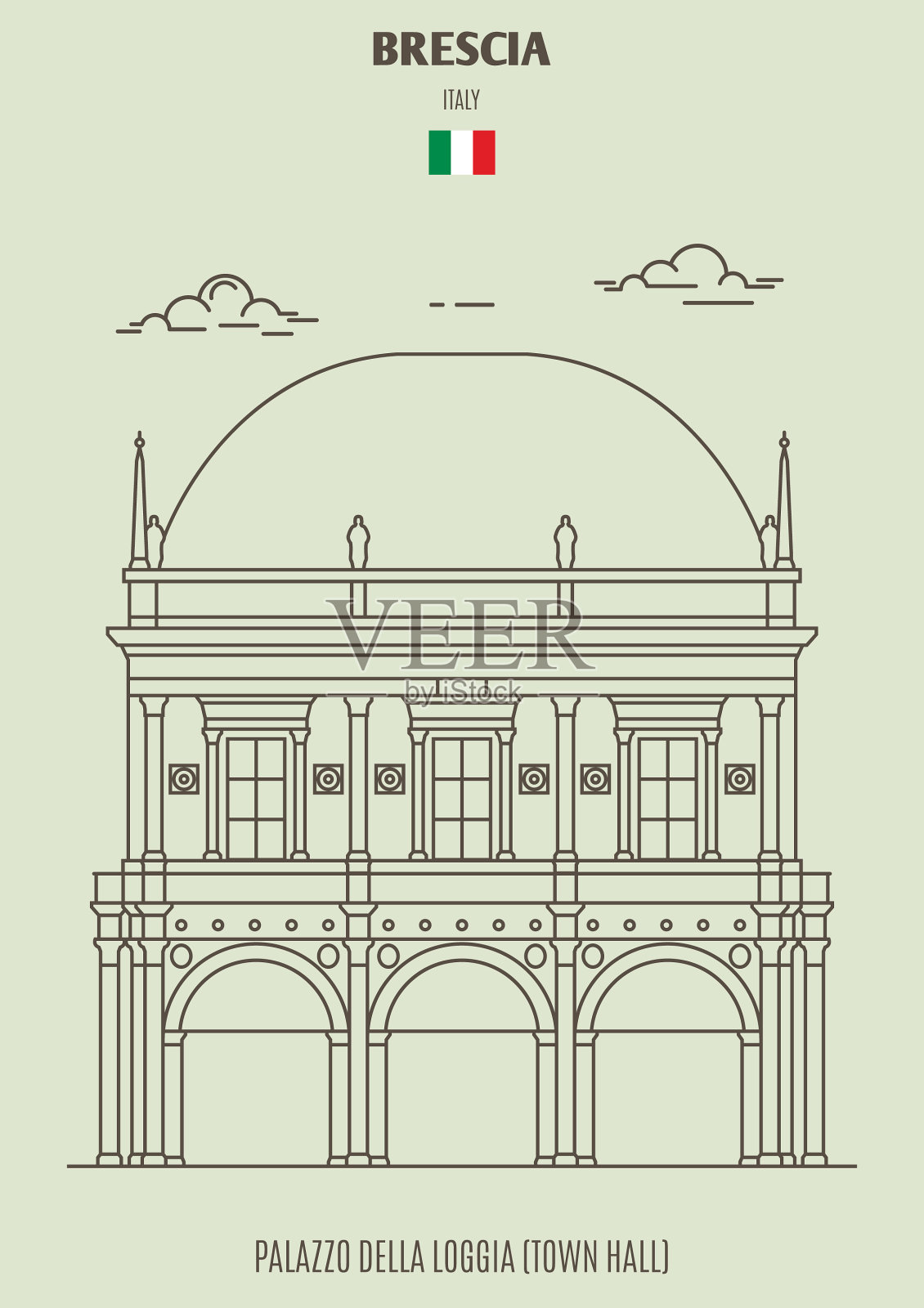 布雷西亚的分会或市政厅插画图片素材