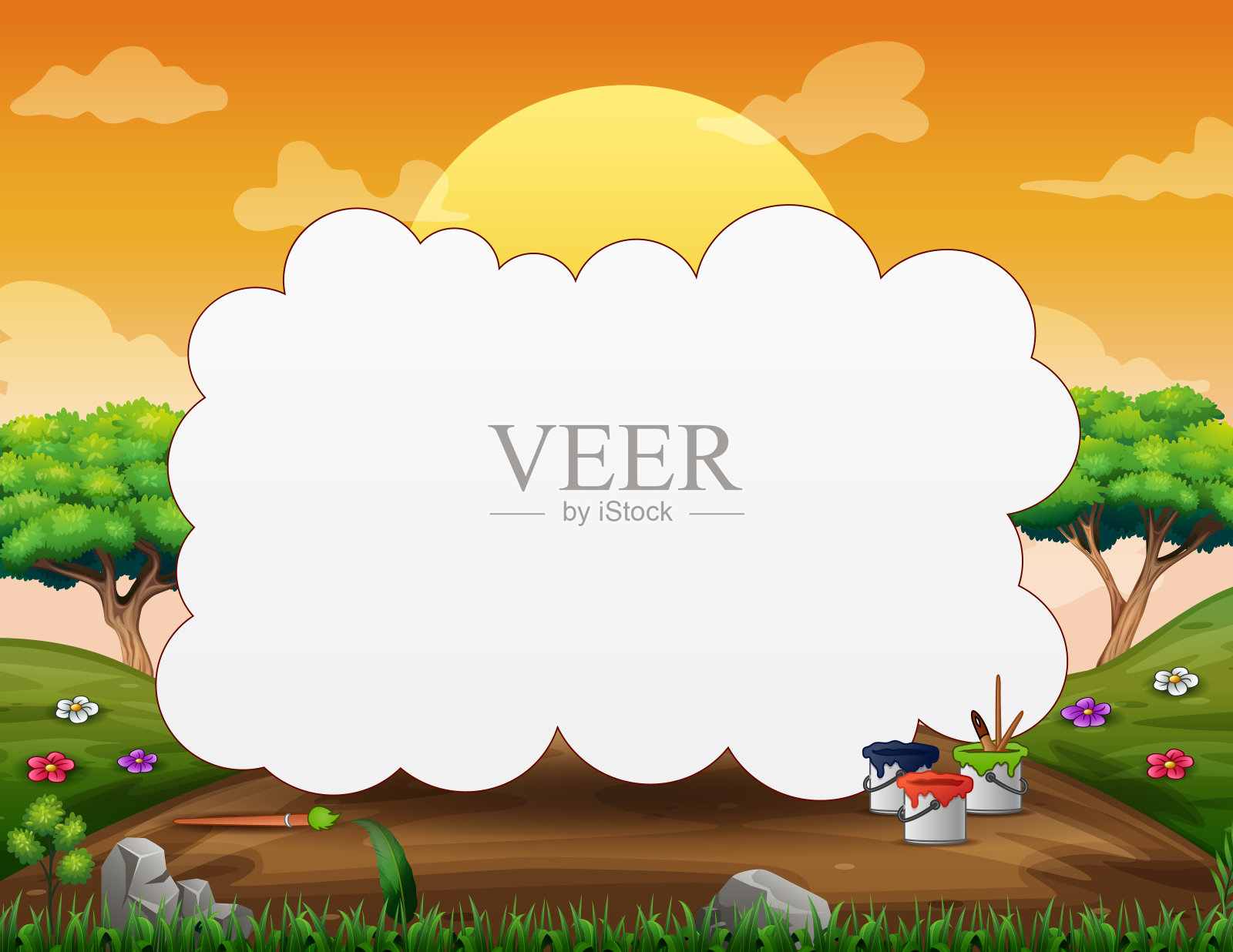 背景模板与油漆在丛林插画图片素材