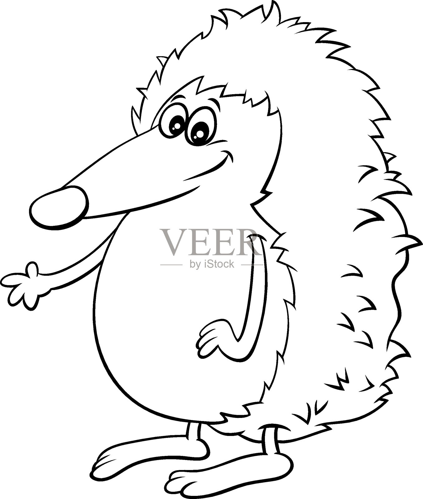 漫画刺猬人物涂色书页插画图片素材