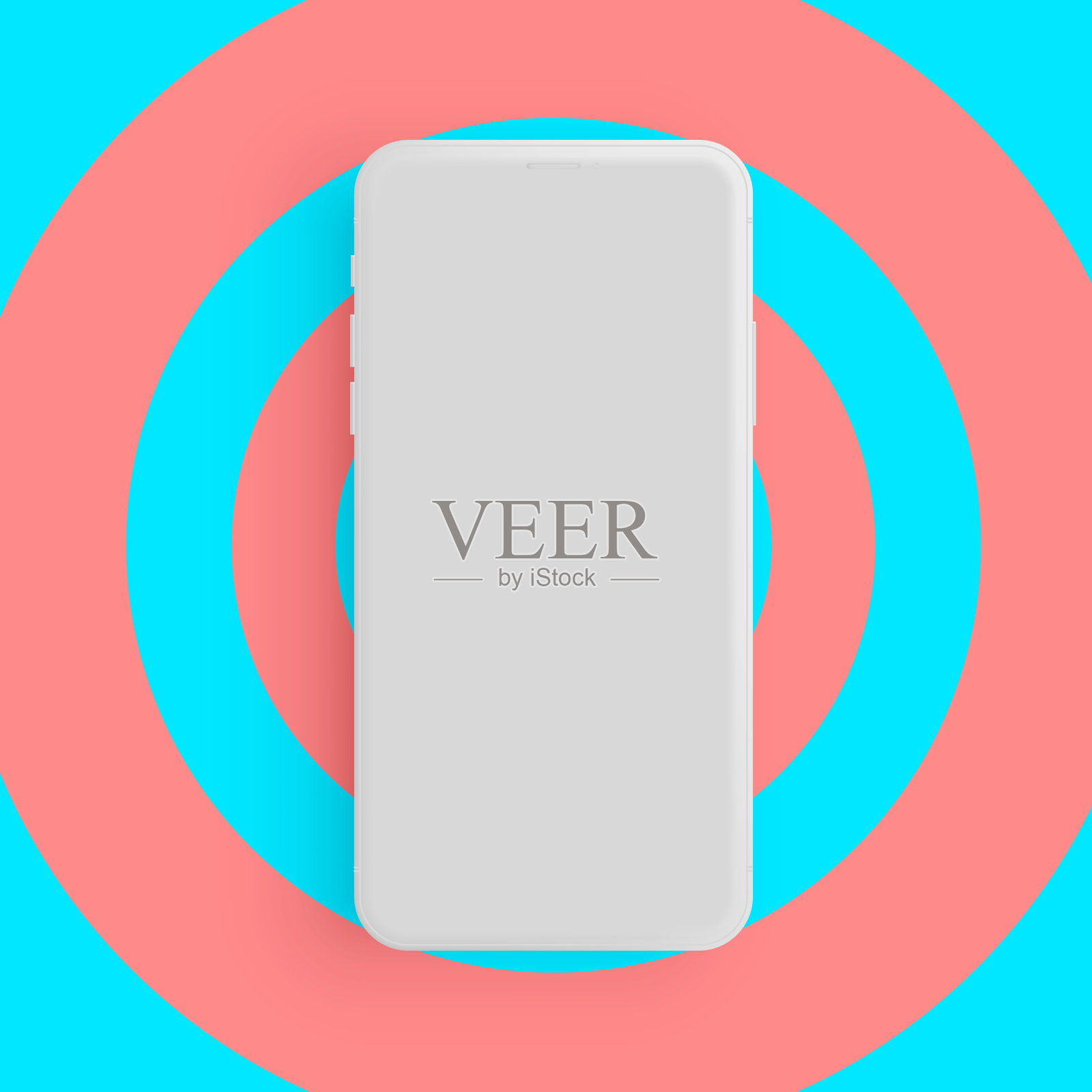 现实的哑光灰色手机与彩色的背景，矢量插图设计元素图片