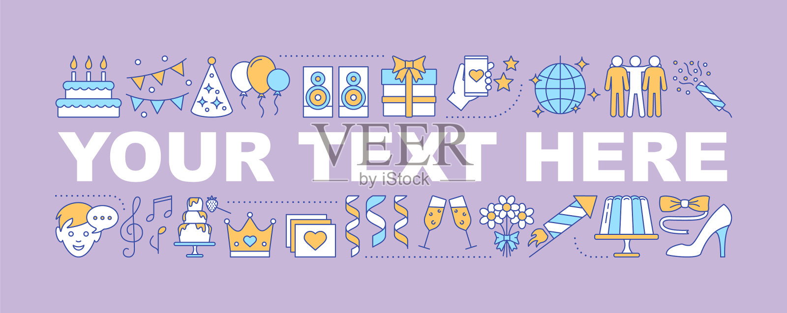 生日派对词概念横幅插画图片素材