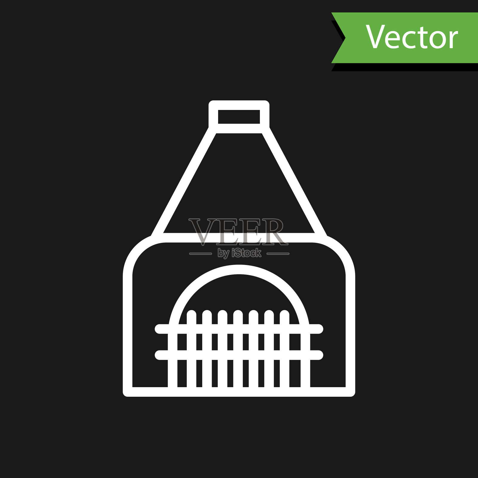 白色线内壁炉图标孤立插画图片素材
