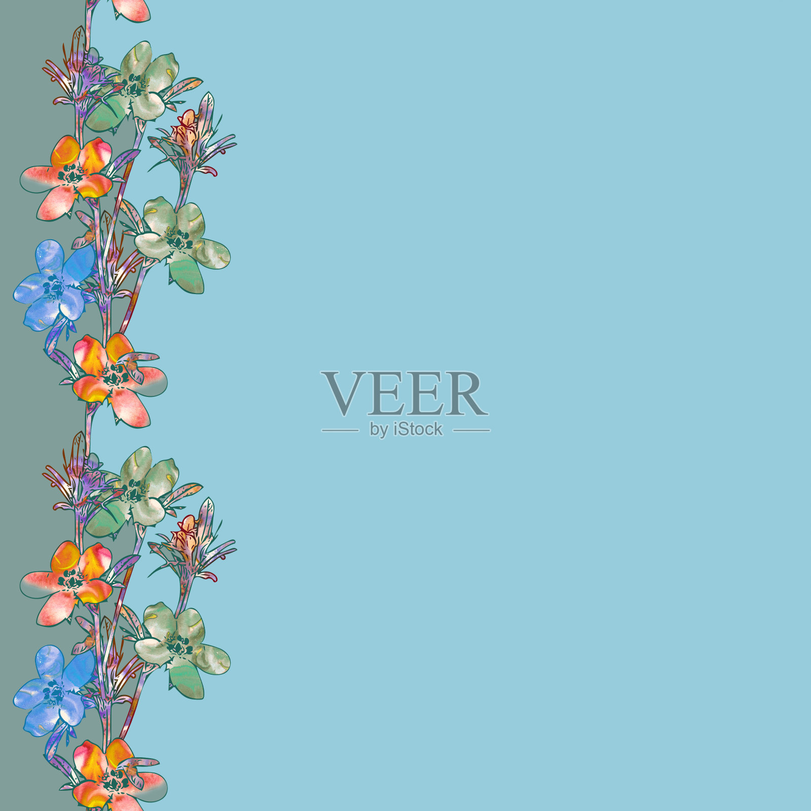 田花无缝花环，艺术。插画图片素材