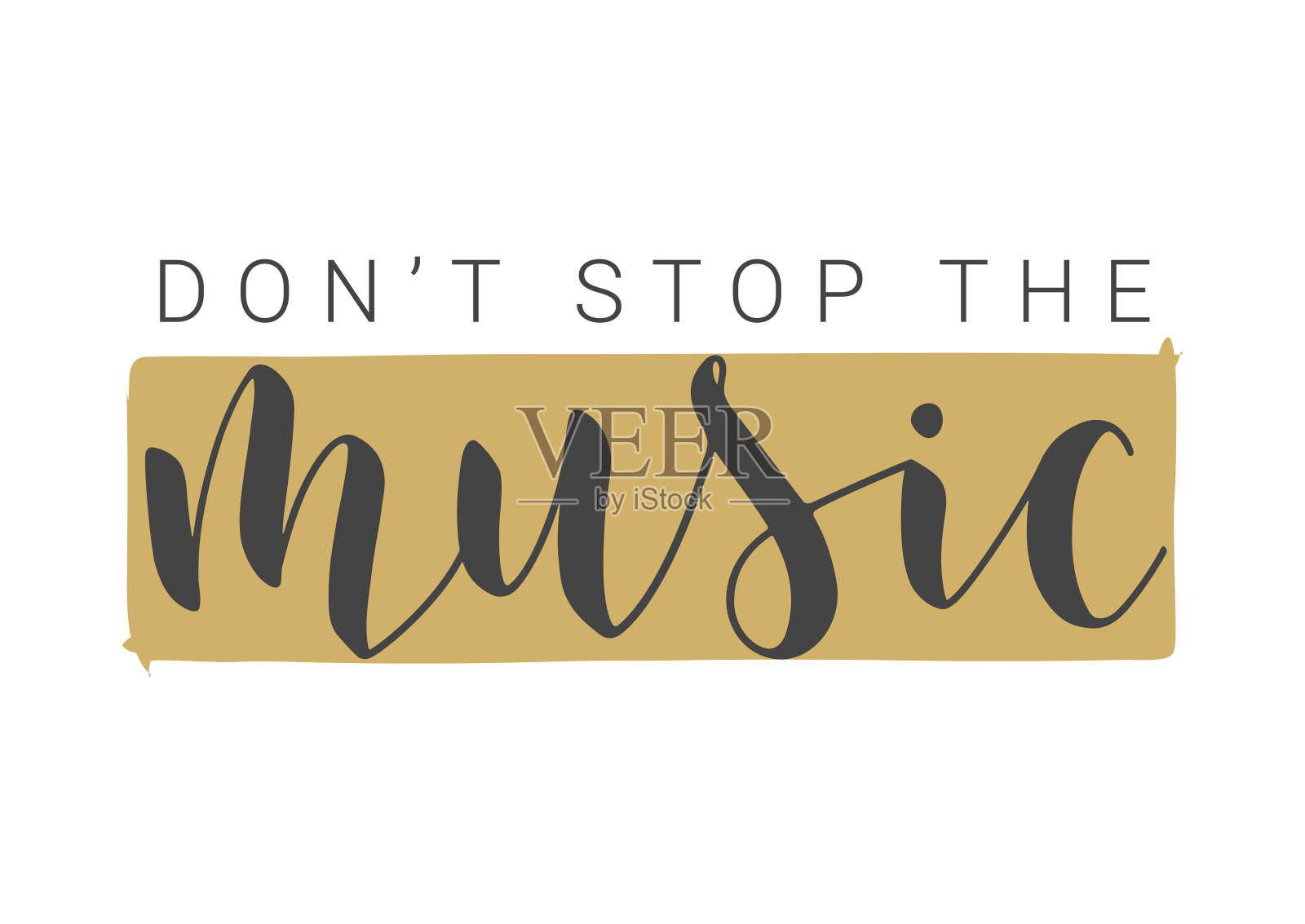 白色背景上的“不要停止音乐”手写体。矢量插图。插画图片素材