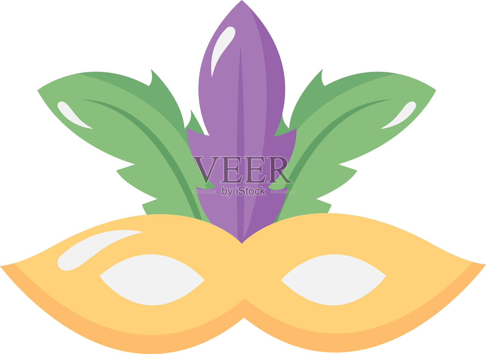 用羽毛装饰的狂欢节面具设计元素图片