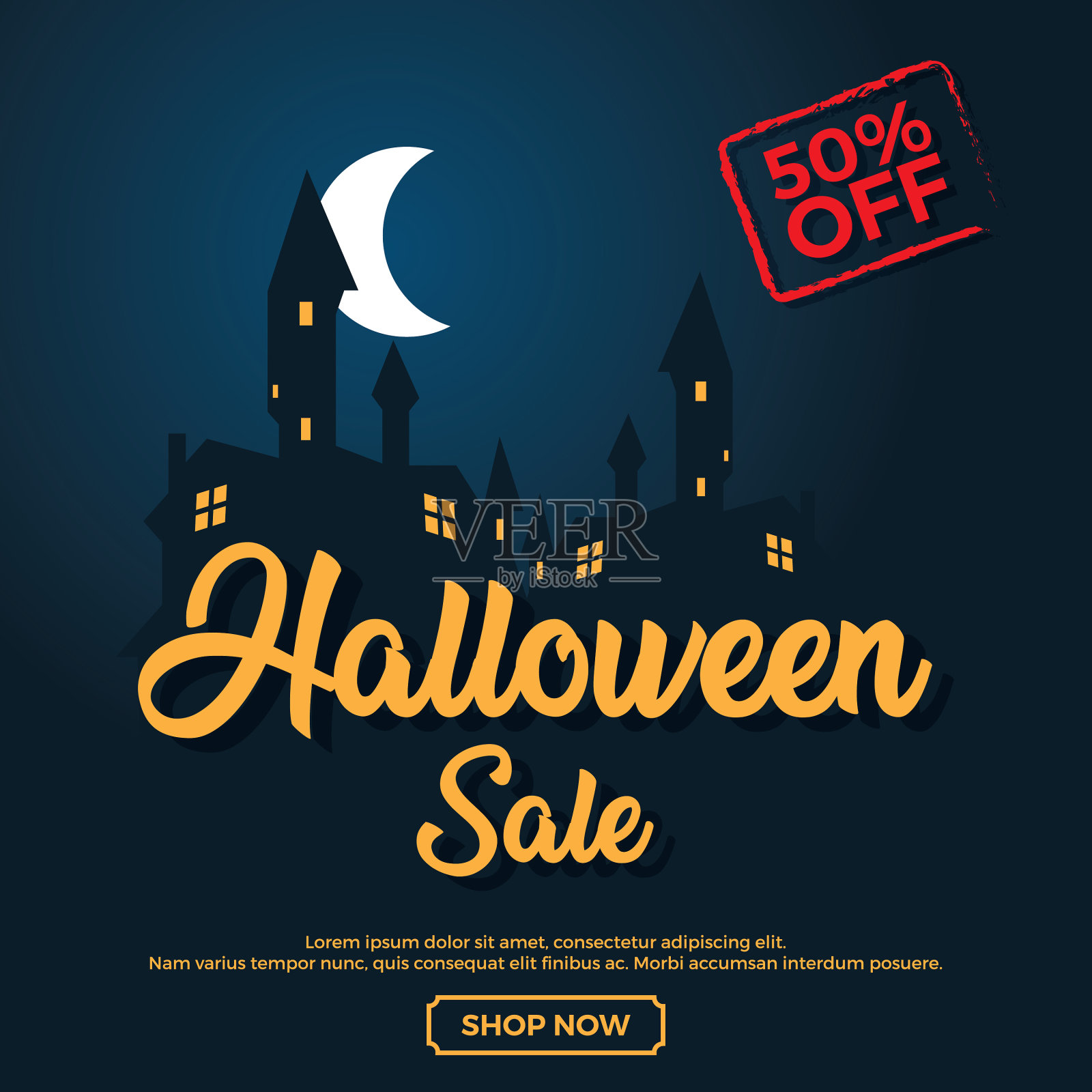 万圣节促销横幅模板插画图片素材