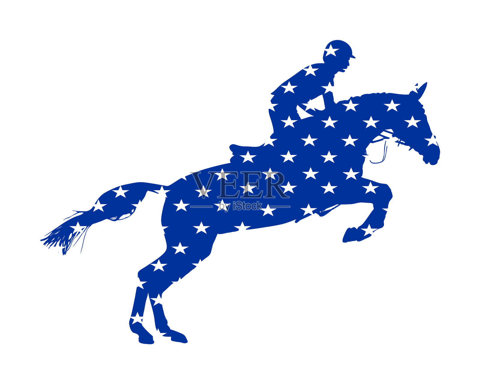 美国国旗越过优雅的赛马障碍插画图片素材