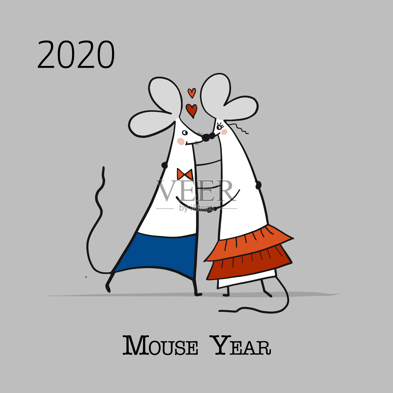 有趣的鼠标符号2020年横幅为您插画图片素材