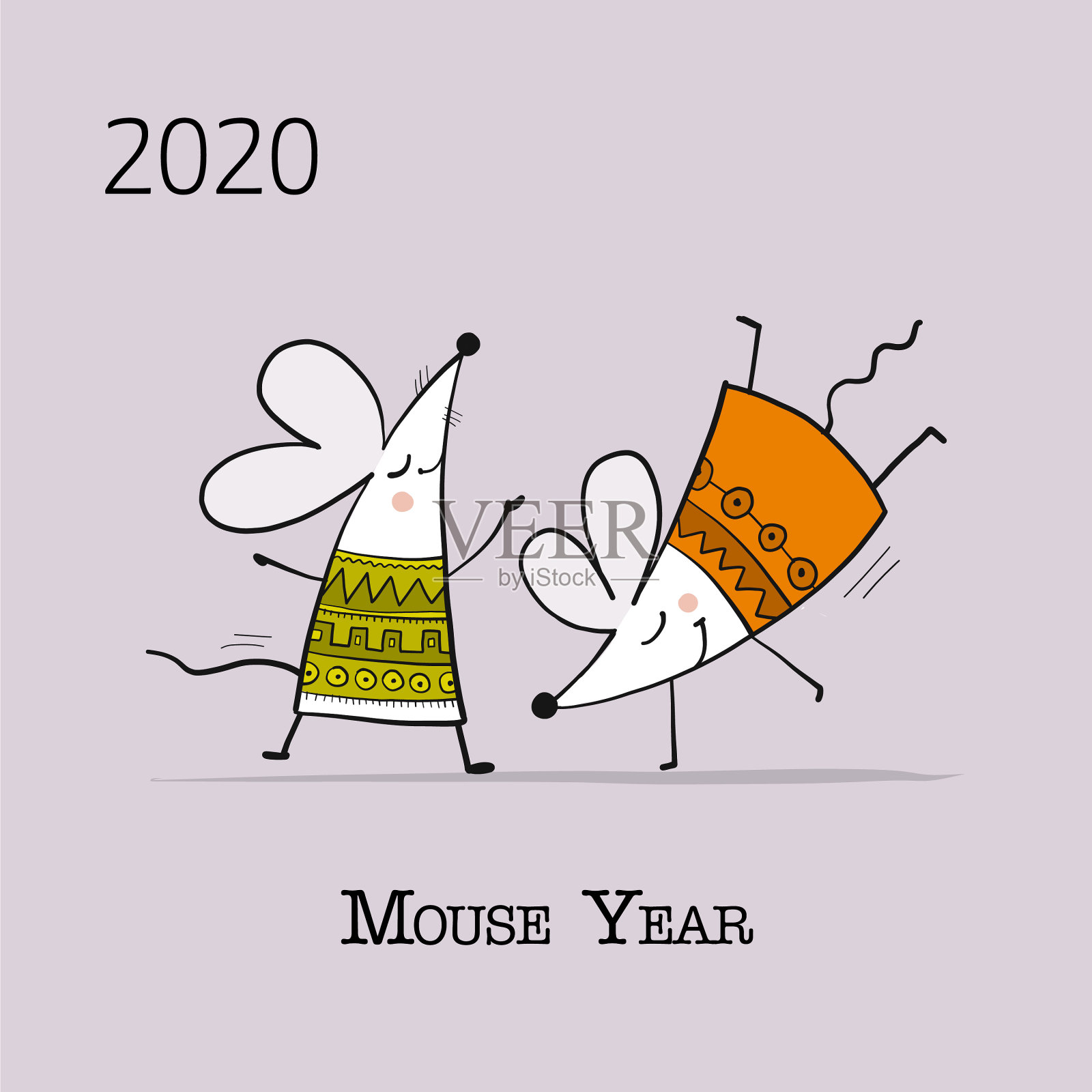 有趣的鼠标符号2020年横幅为您插画图片素材