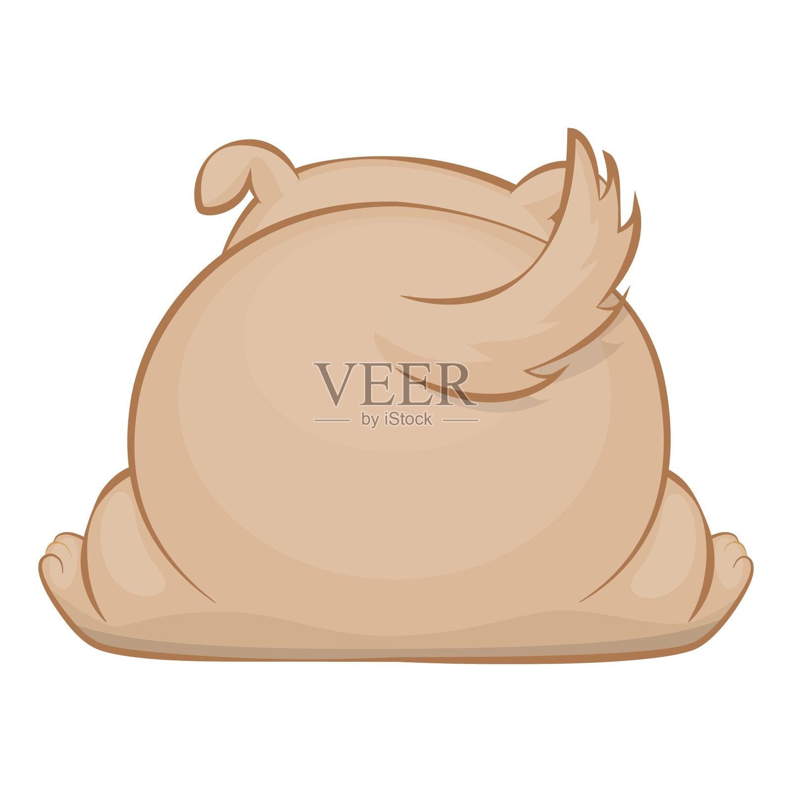 可爱的卡通狗从后面看。插画图片素材