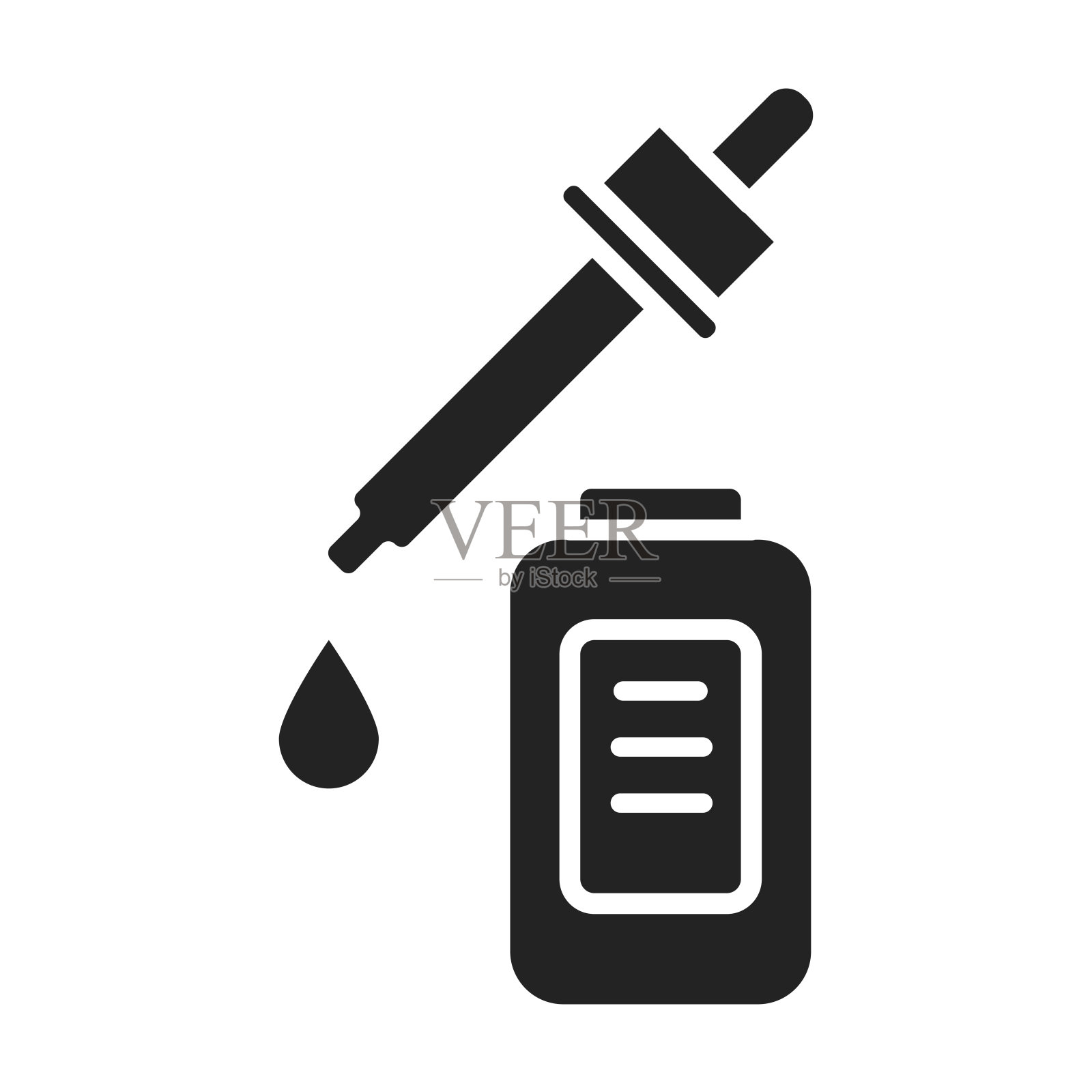 面部血清黑色字形图标。皮肤护理的迹象。美容产品。提升，保湿，治疗程序。象形文字用于网页、手机应用、促销。UI UX GUI设计元素。插画图片素材