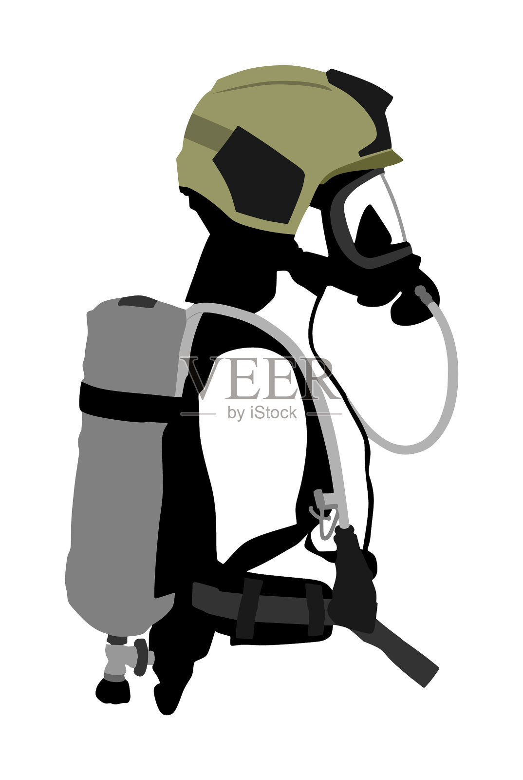 消防头盔防毒面具保护眼镜装备插画图片素材