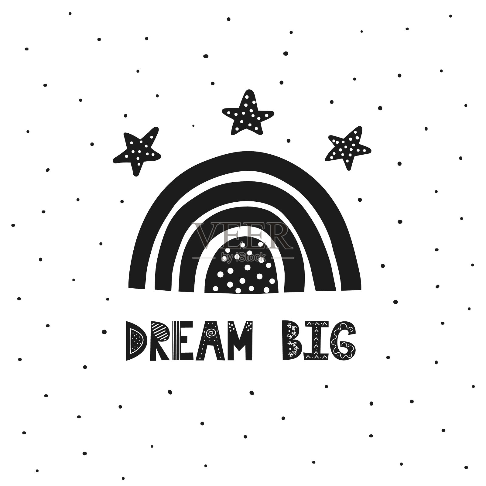 梦想用可爱的彩虹和北欧大印花插画图片素材