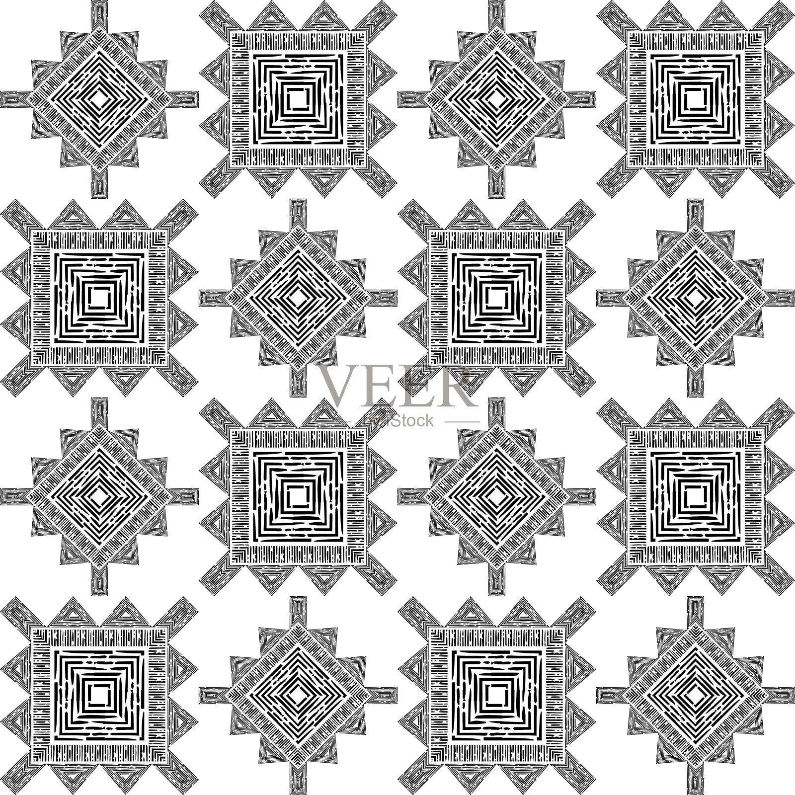 雕刻。黑白无缝背景。插画图片素材