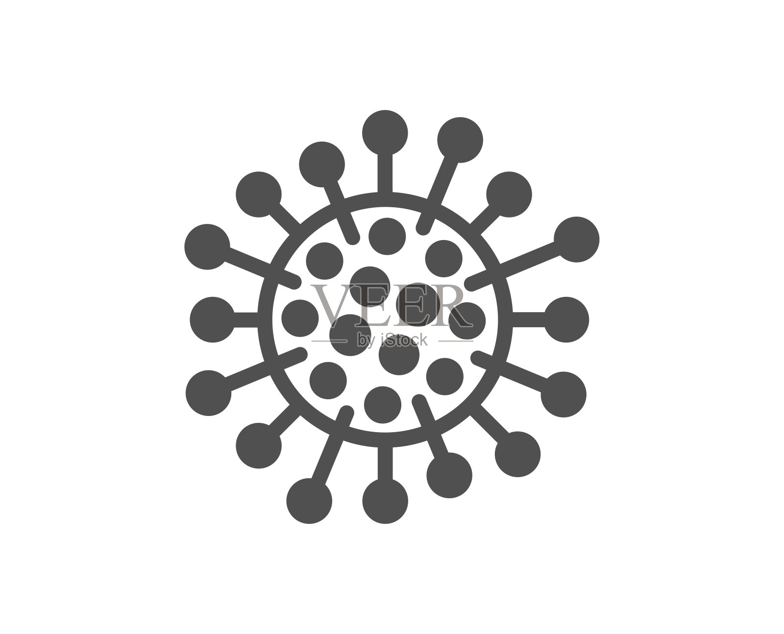 冠状病毒图标。Covid-19大流行病毒迹象。向量图标素材