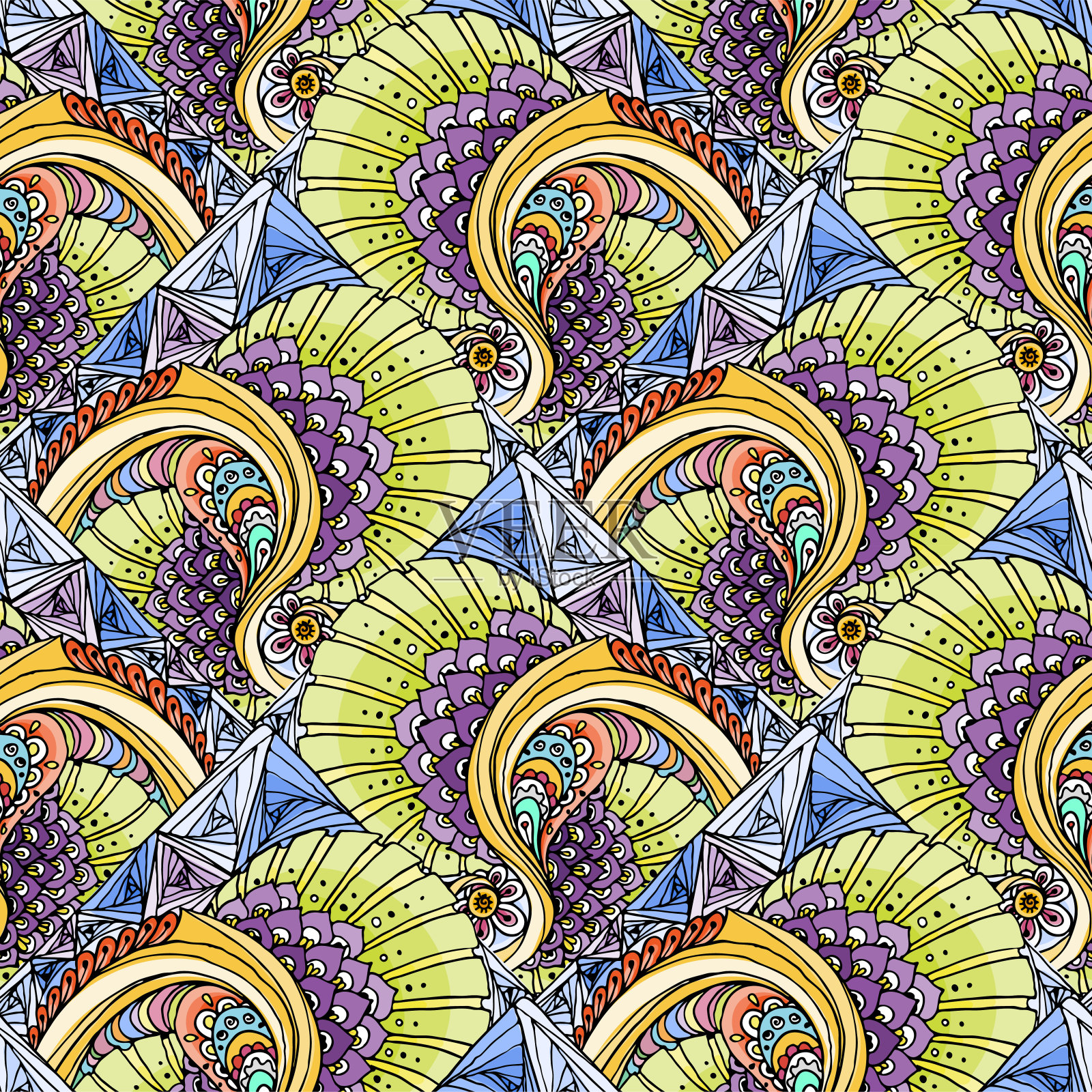 水彩向量抽象线条无缝背景插画图片素材