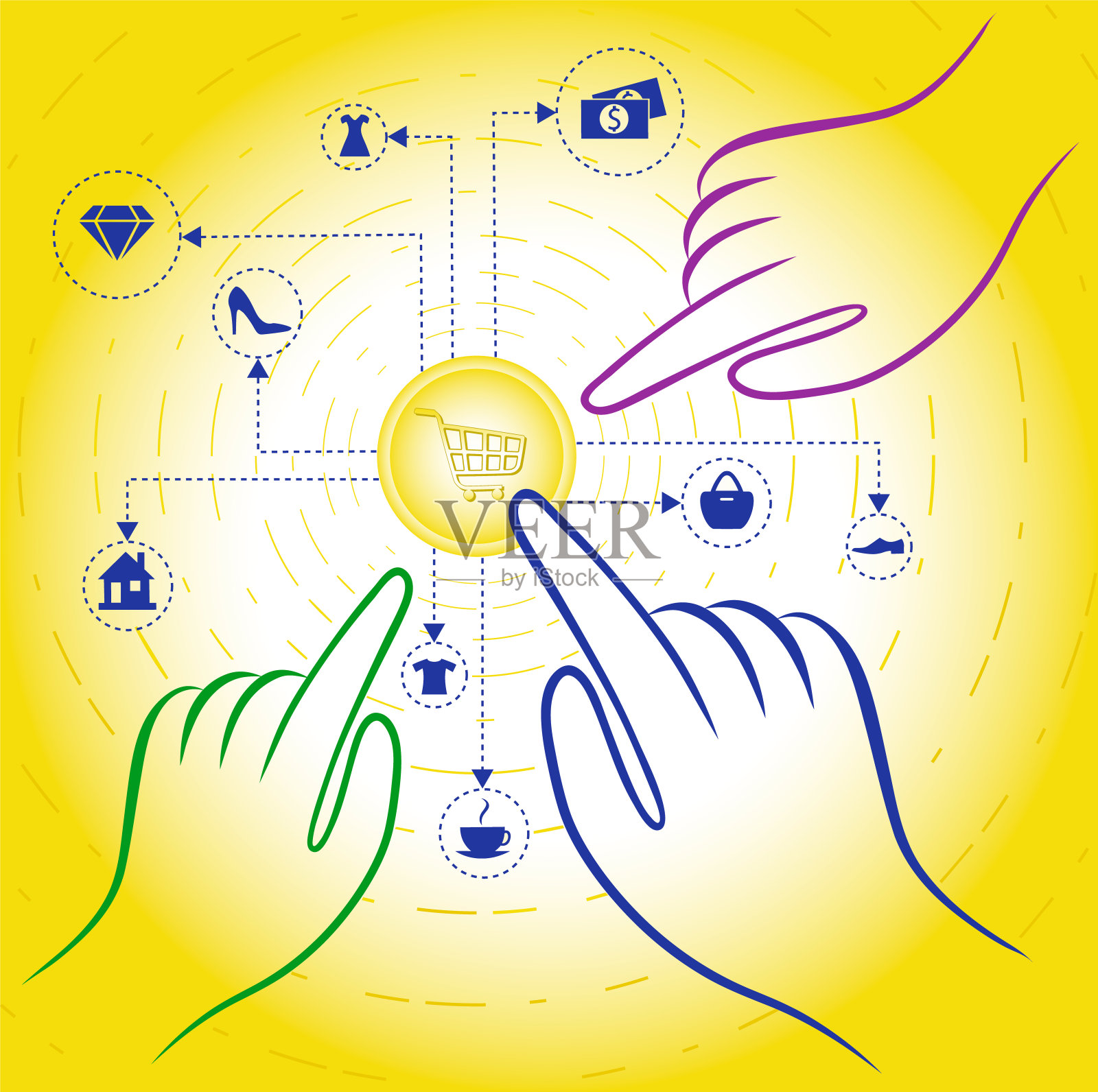 示意图-订购货物在互联网上。插画图片素材