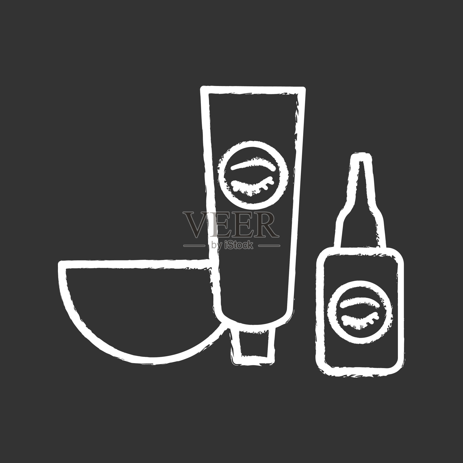 眉毛和睫毛染料套装粉笔图标插画图片素材