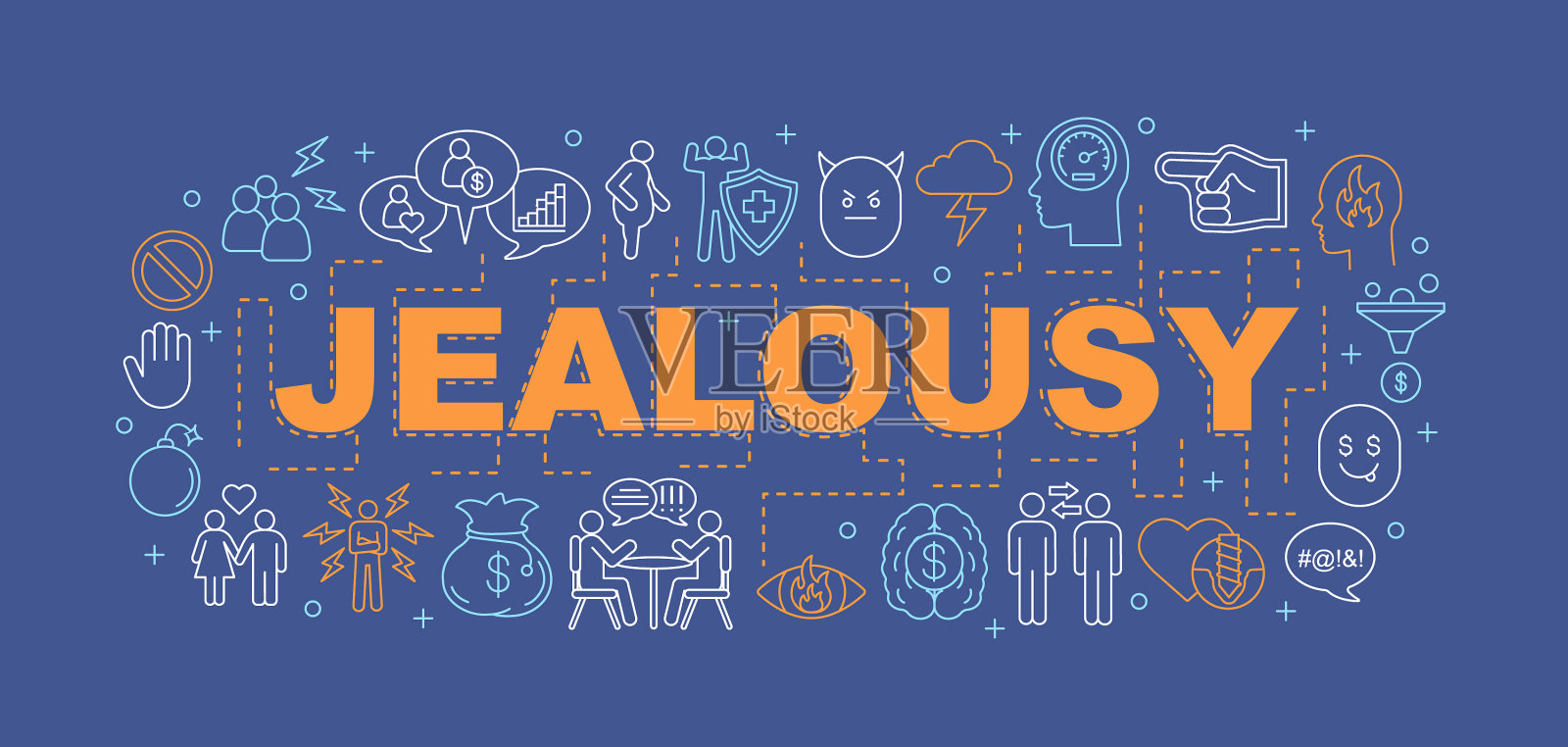 嫉妒词概念横幅插画图片素材