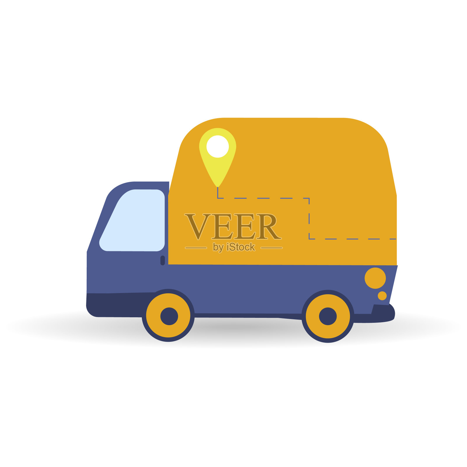 白色背景下的货车。在线服务的概念。供应物品和邮件到家里和办公室。简单的矢量插图在平面风格。城市物流主题为网络、移动插画图片素材