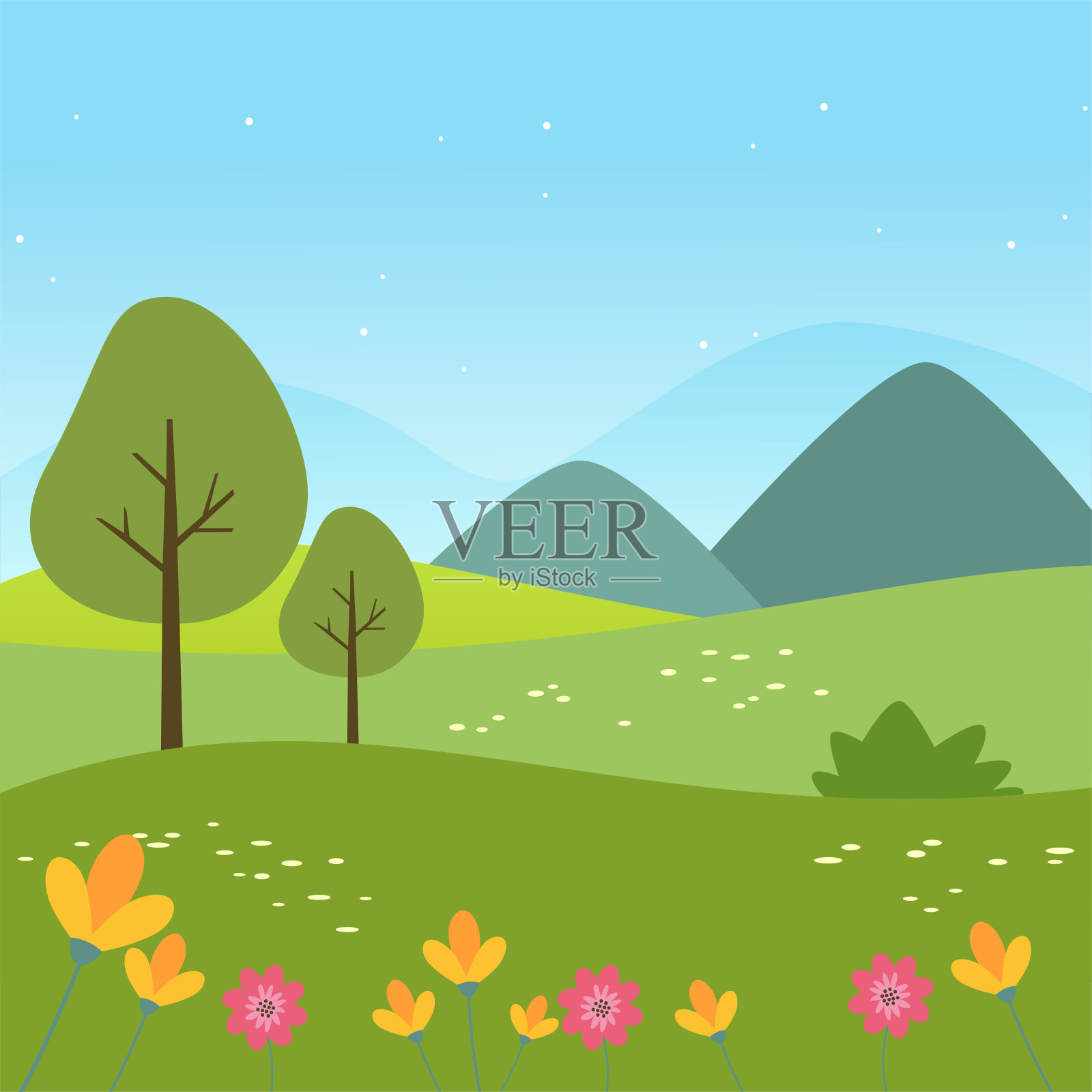 美丽的自然景观插画图片素材