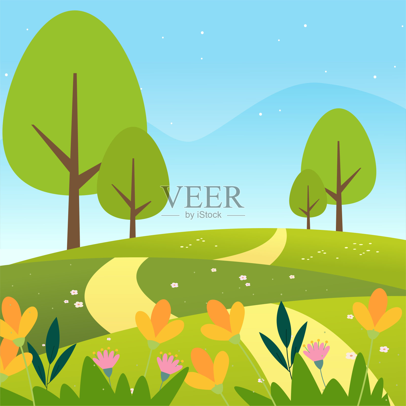 美丽的自然景观插画图片素材