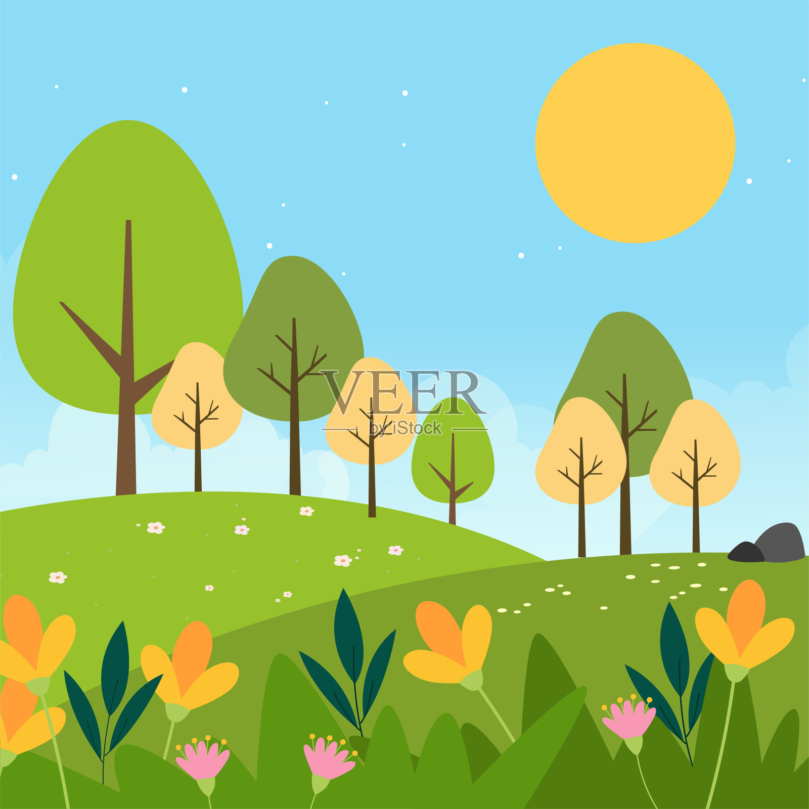 美丽的自然景观插画图片素材