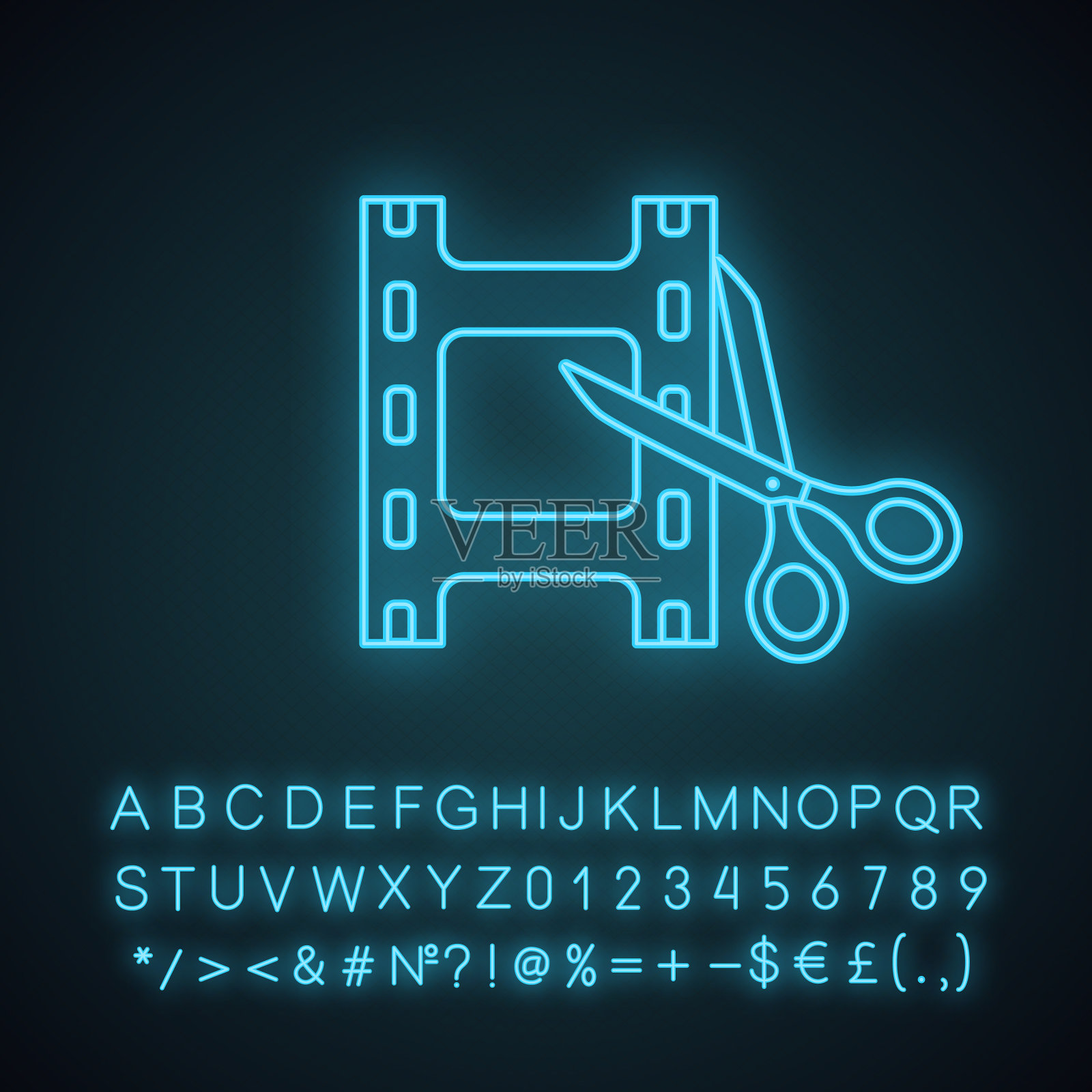 视频编辑软件霓虹灯图标插画图片素材