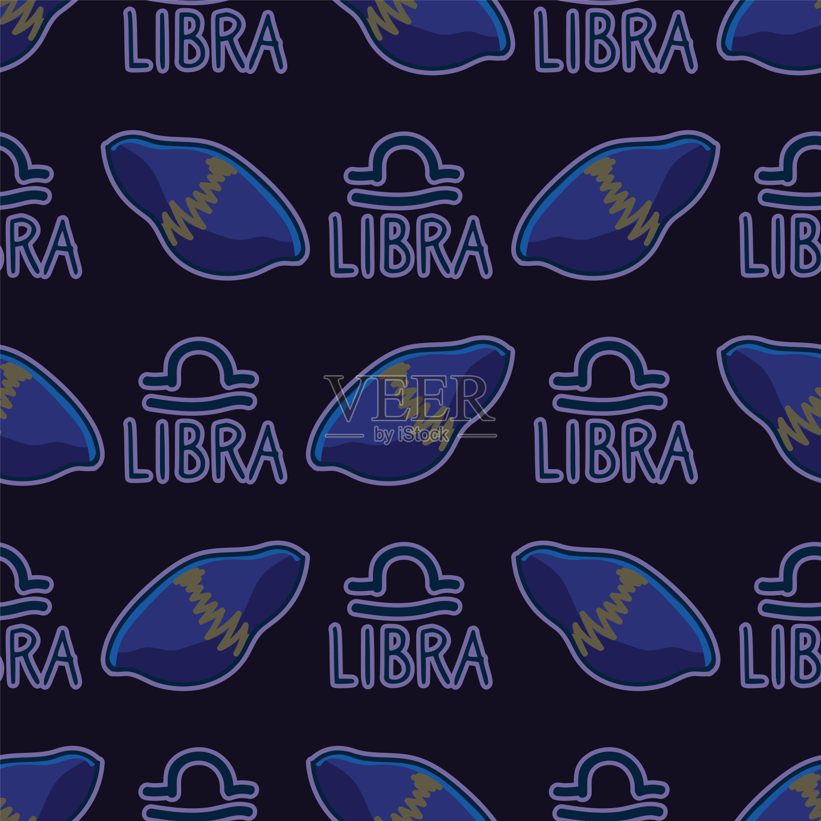 神秘的天秤座星座和蓝宝石的诞生石插画图片素材