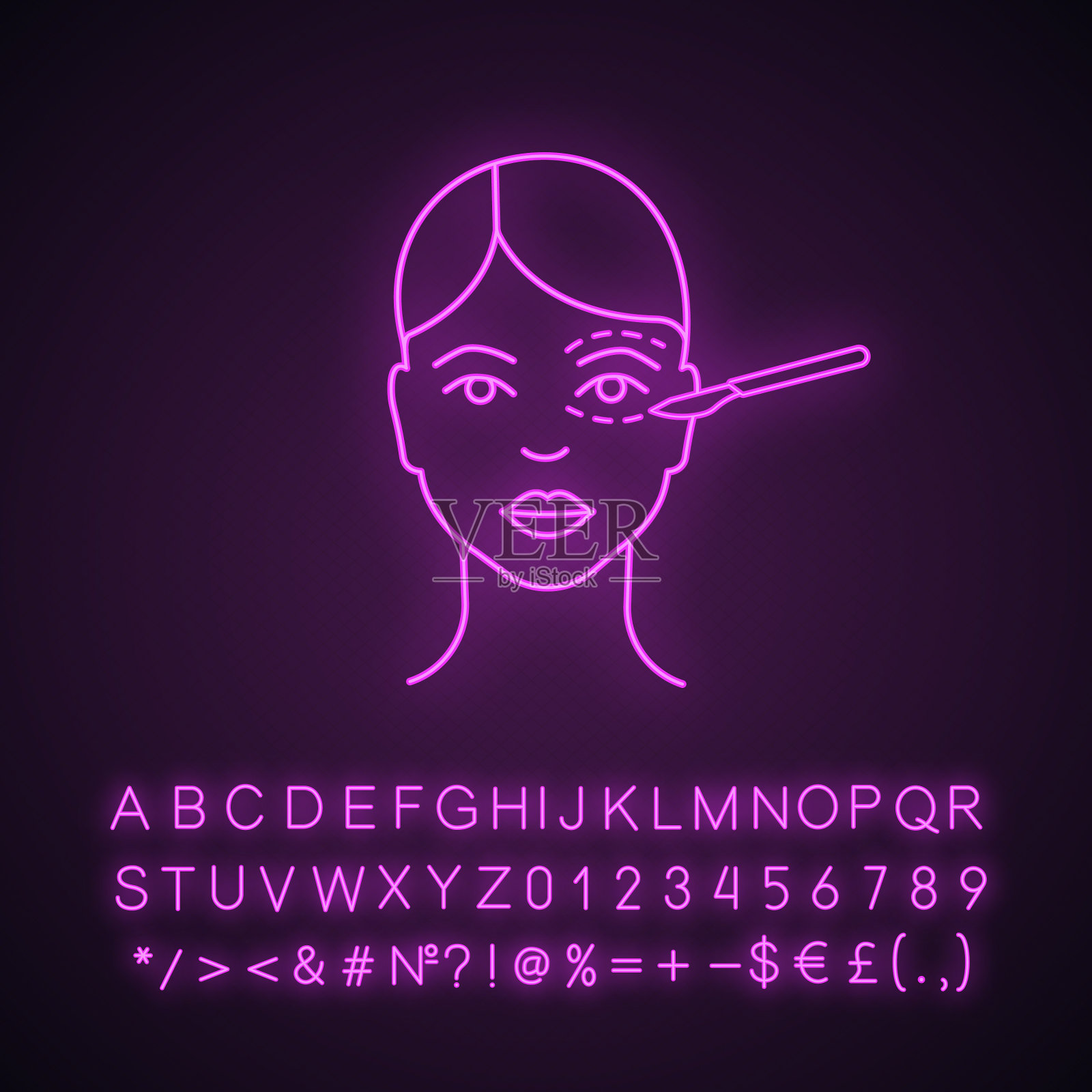 霓虹灯眼睑成形术图标插画图片素材