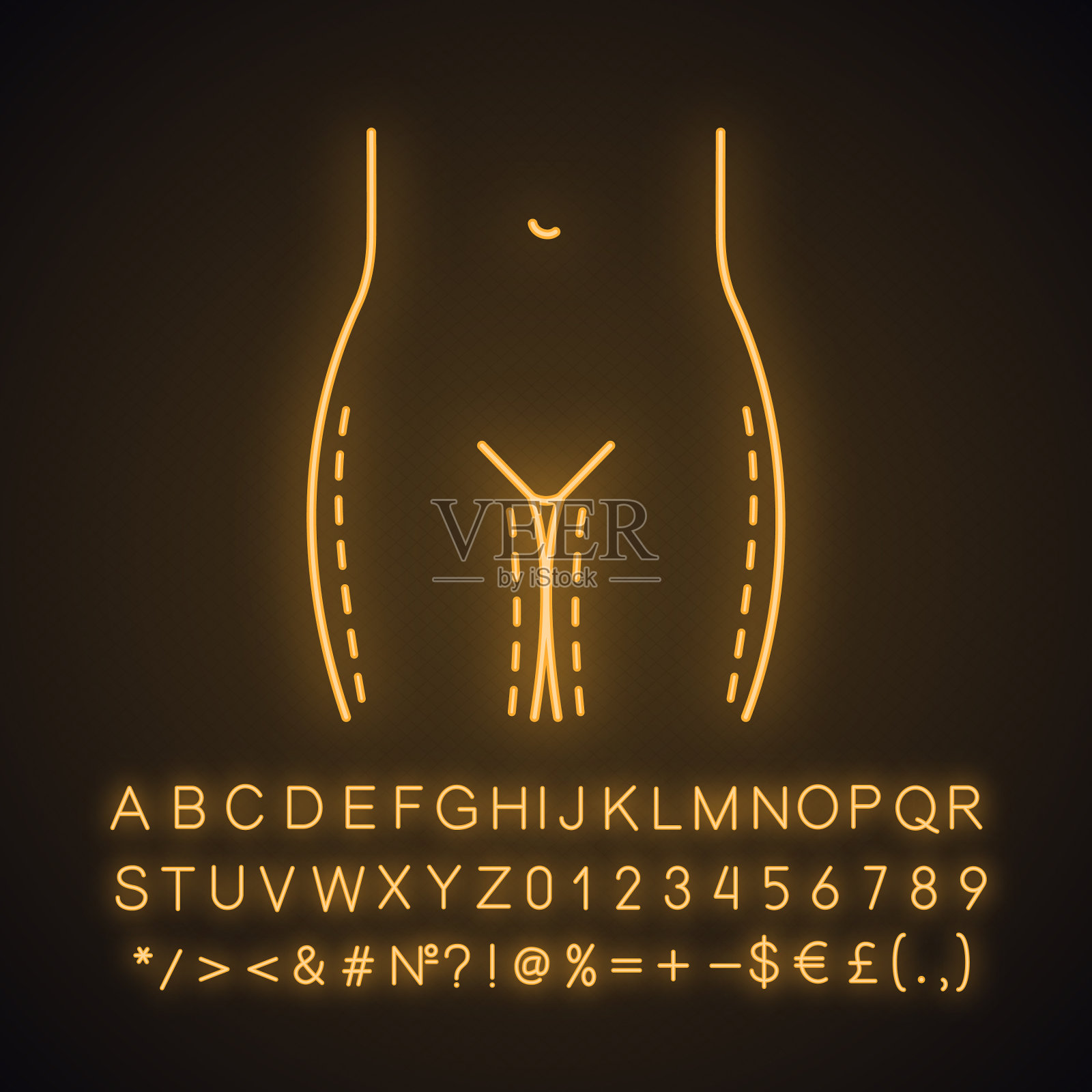 大腿提拉手术霓虹灯图标插画图片素材