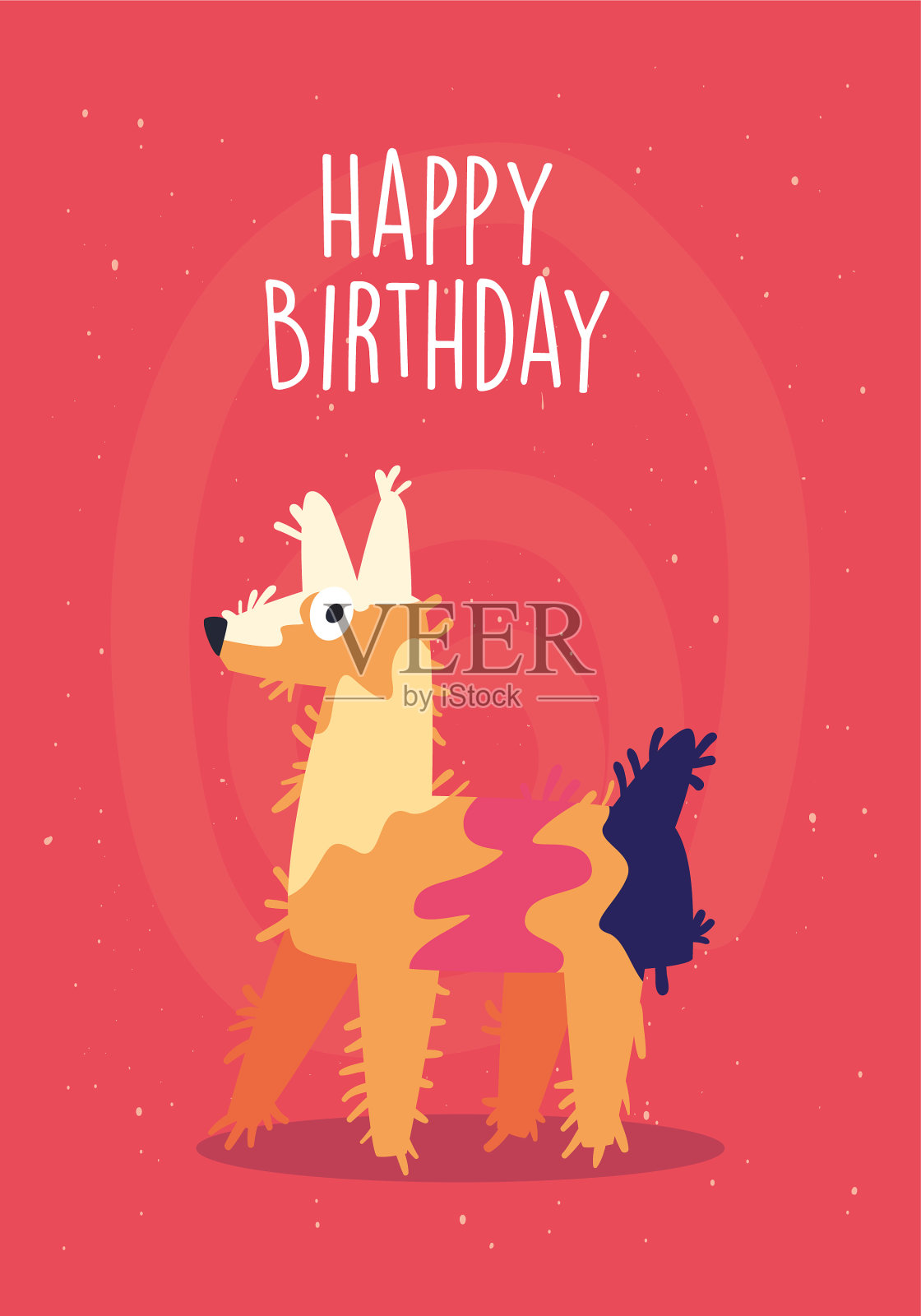 羊驼卡通和生日快乐设计插画图片素材