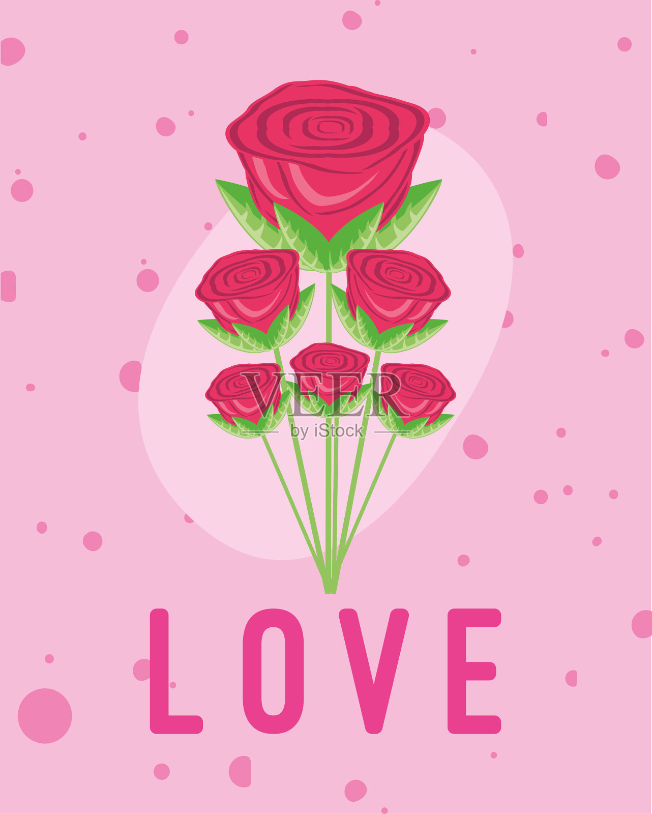 爱玫瑰花朵设计插画图片素材