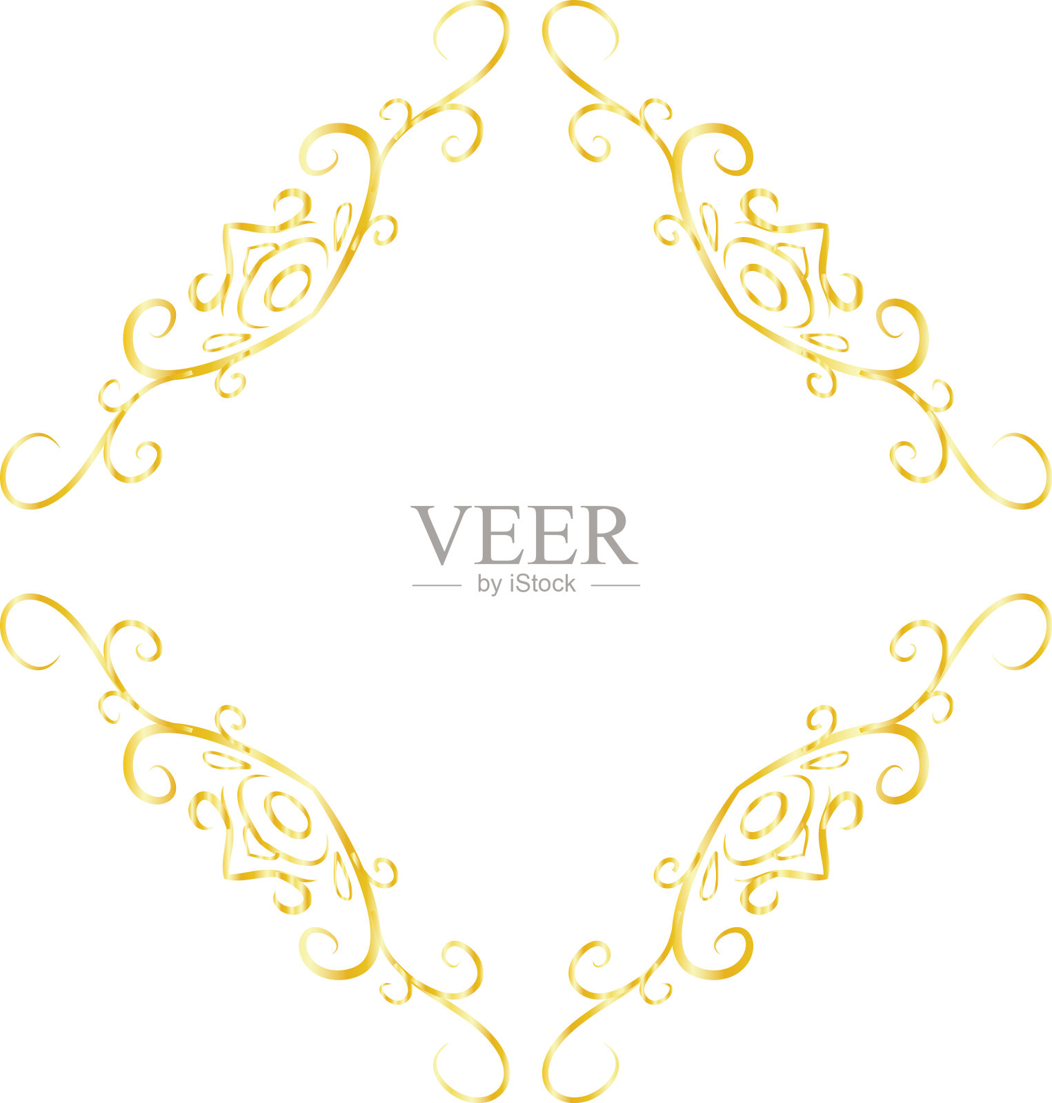 黄金钻石古董图案框架插画图片素材