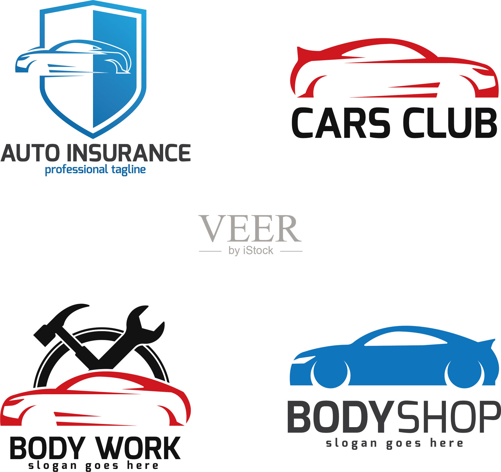 设置汽车标志图标模板插画图片素材