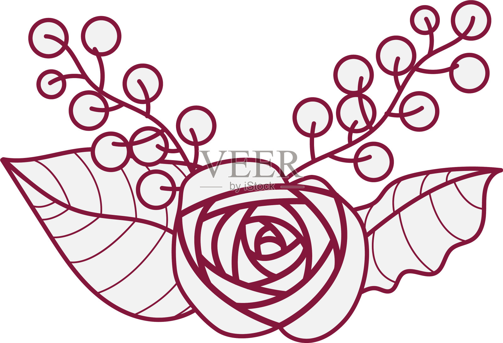 美丽的玫瑰花与绿叶园林装饰设计元素图片