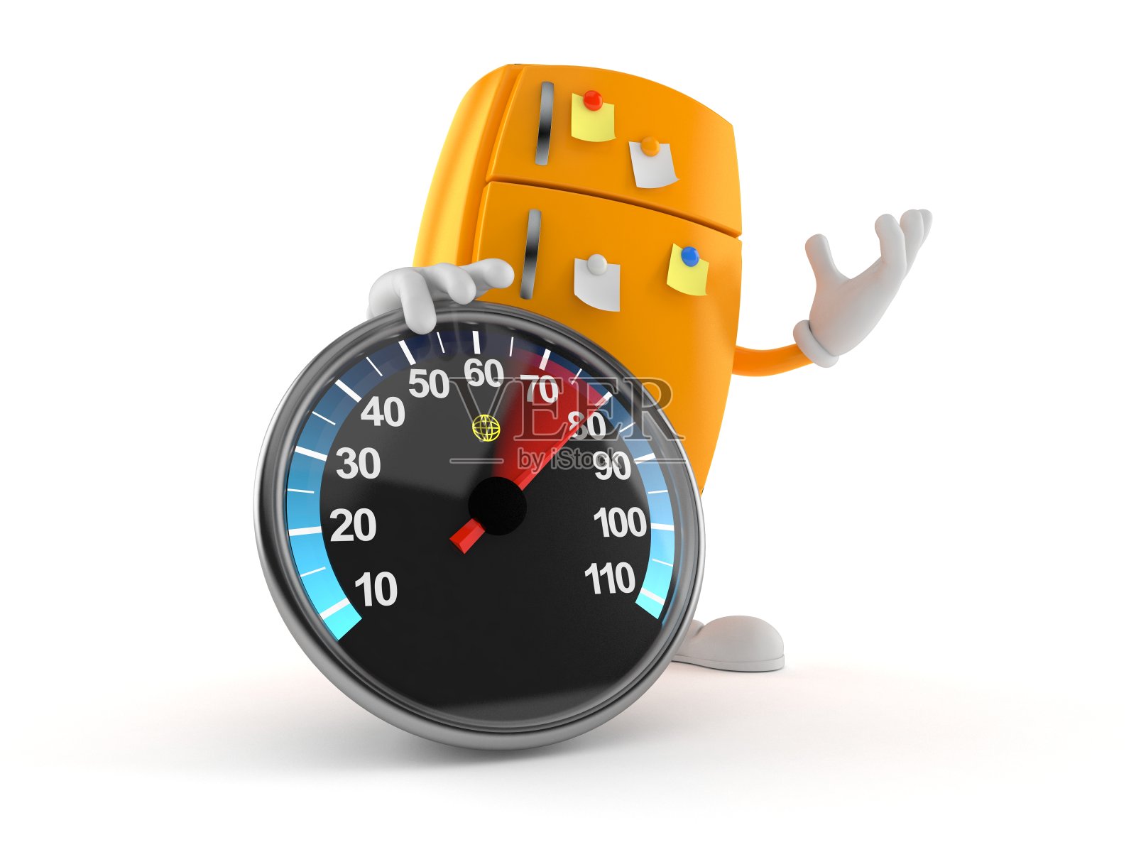 冰箱字符与速度表照片摄影图片