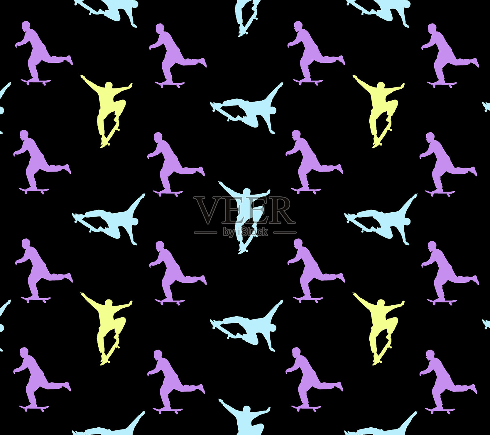 无缝的滑板运动模式插画图片素材