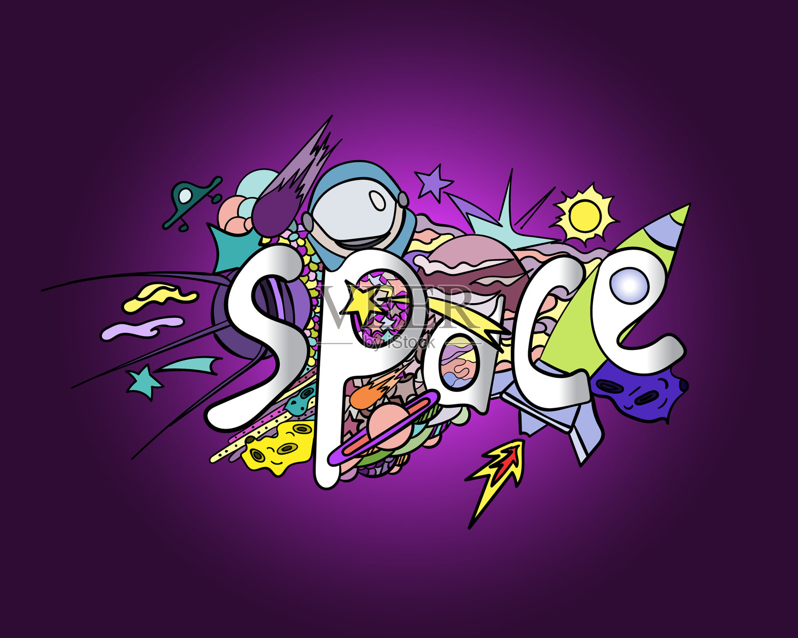 空间涂鸦插画图片素材