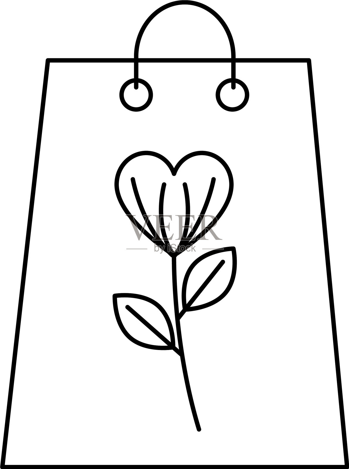 剪影购物袋与花设计元素图片
