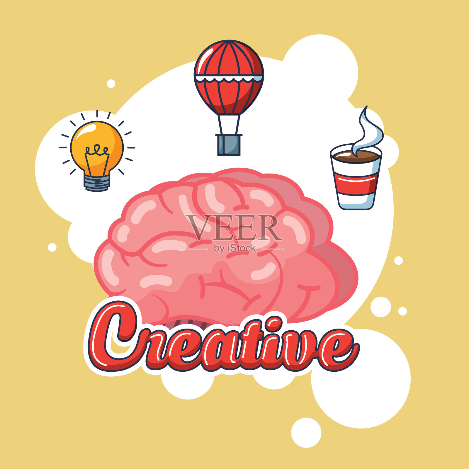 有固定项目的创造性大脑器官插画图片素材