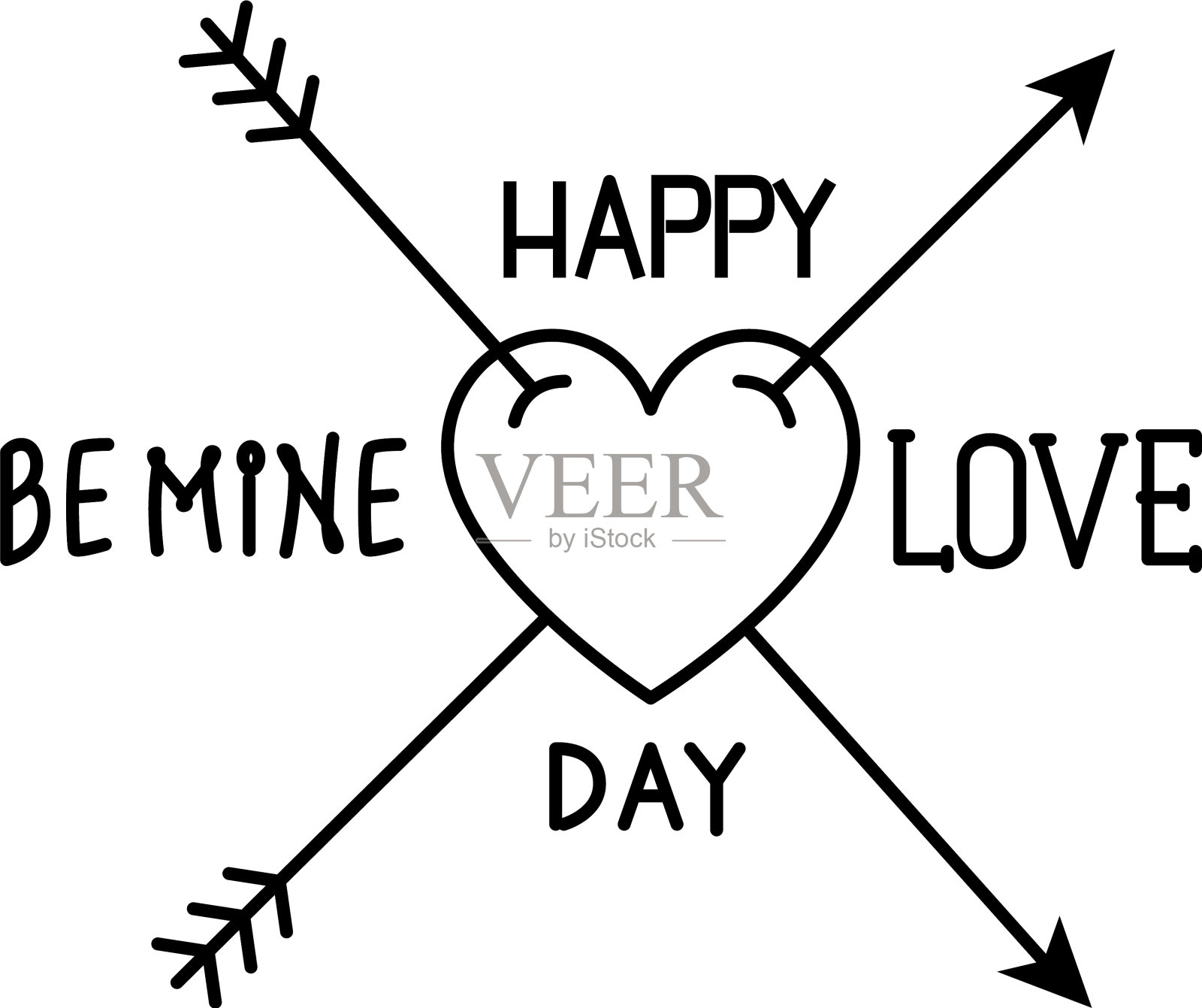 白色背景上带箭头的心设计元素图片