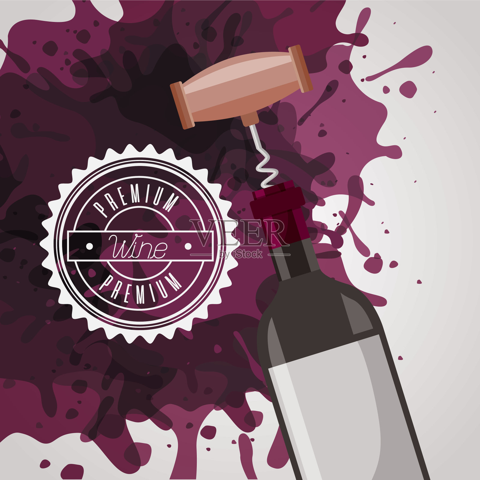 带有酒瓶和开瓶器的酒庄海报插画图片素材