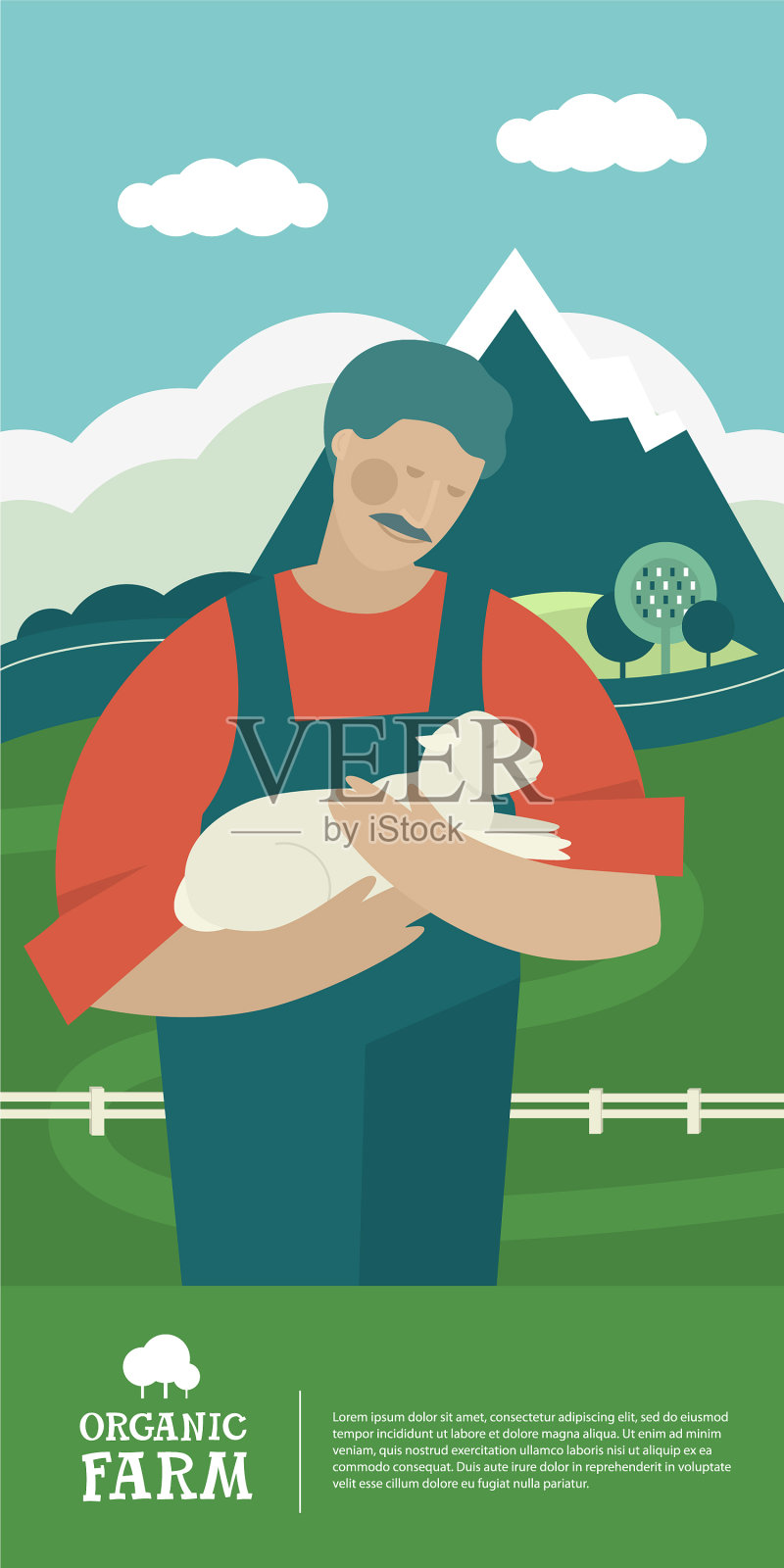 今天的有机农场农民捧着一个插画图片素材