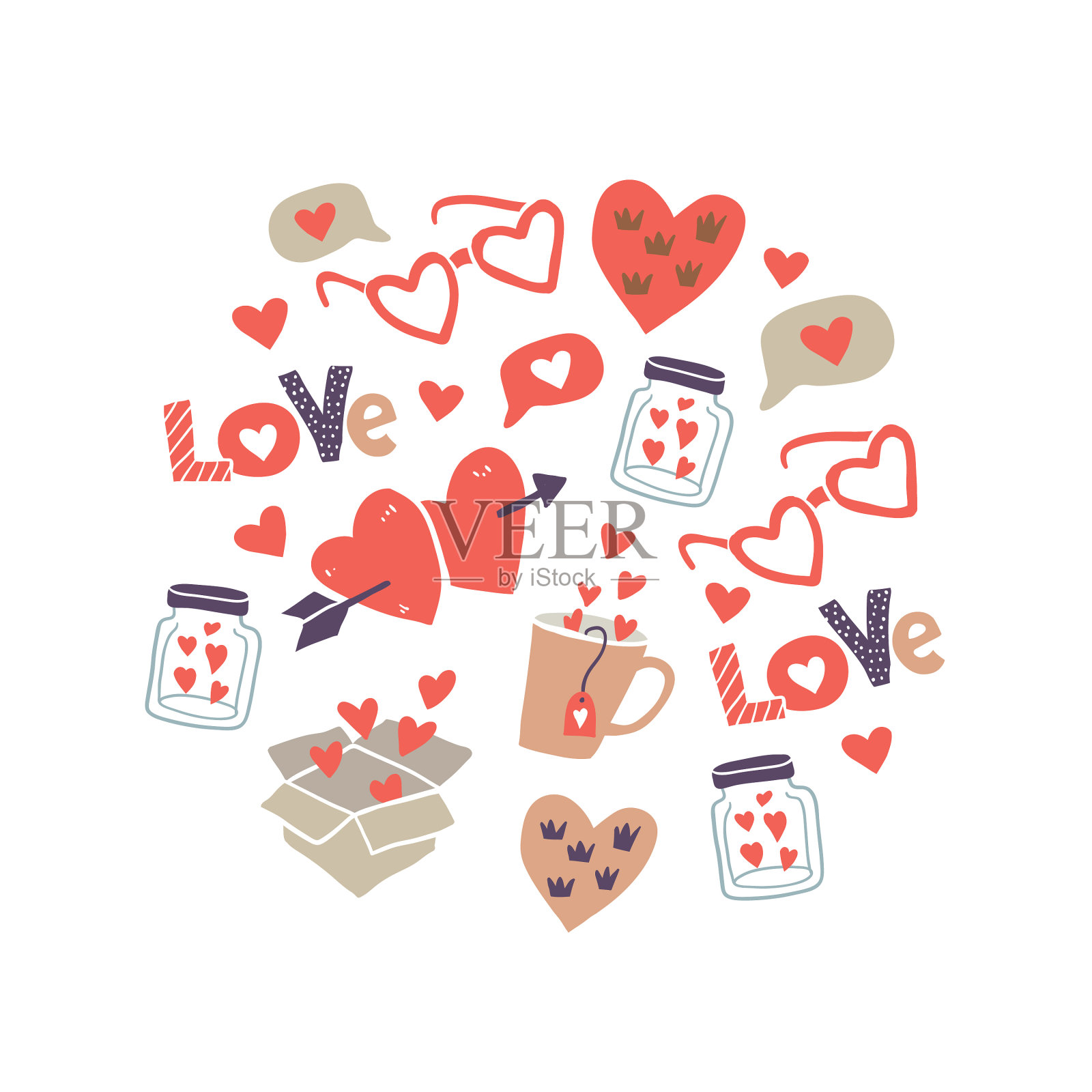 用爱心贴圆插画图片素材