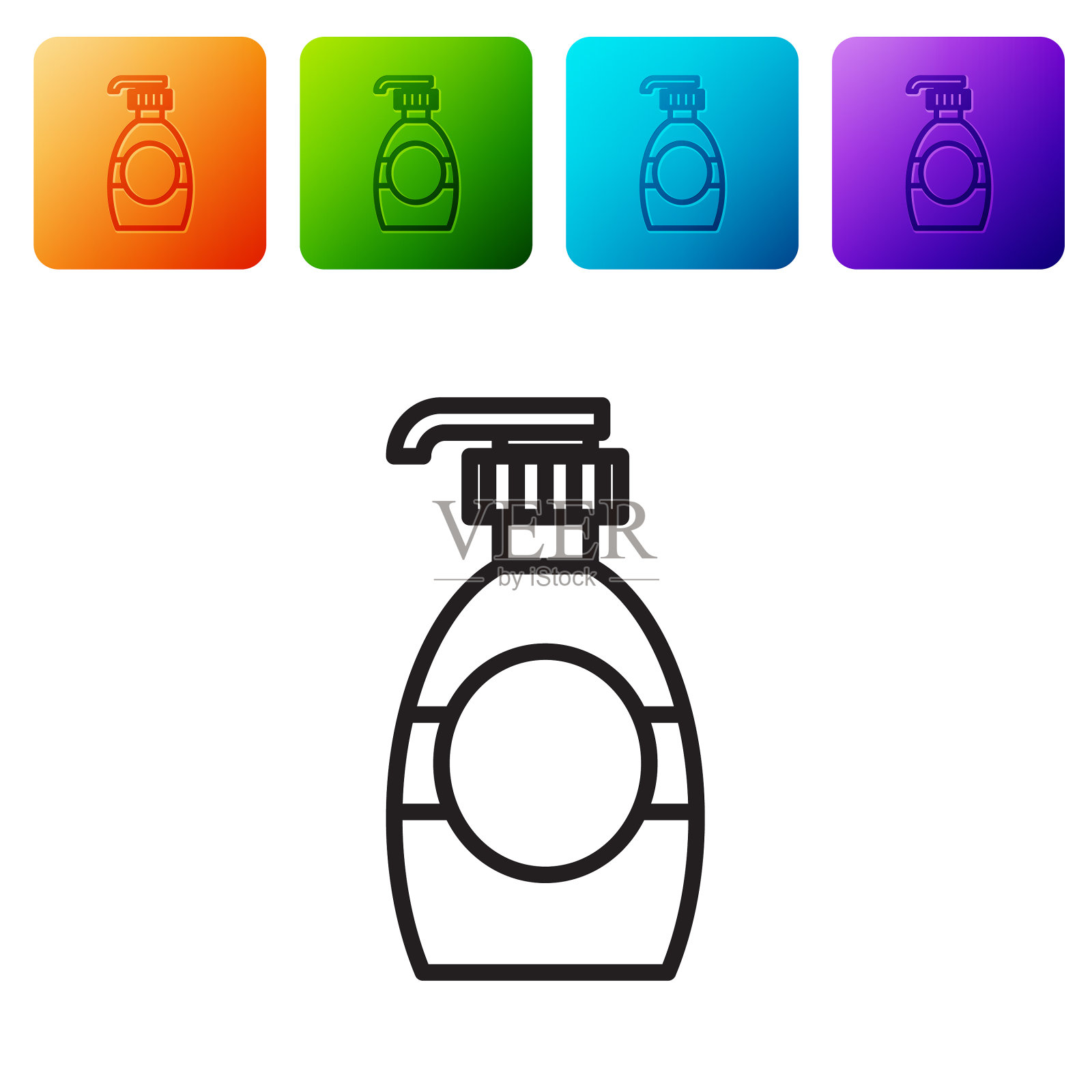 黑线瓶液体抗菌皂图标素材