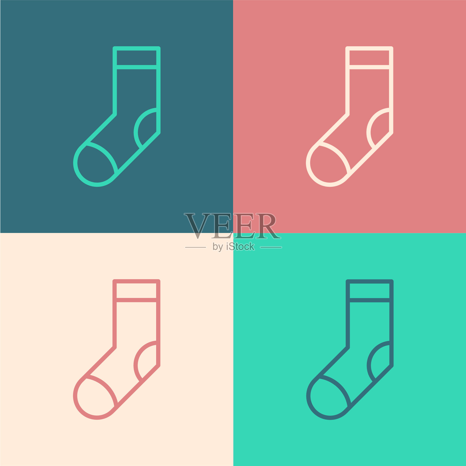 颜色线袜子图标孤立的颜色背景图标素材